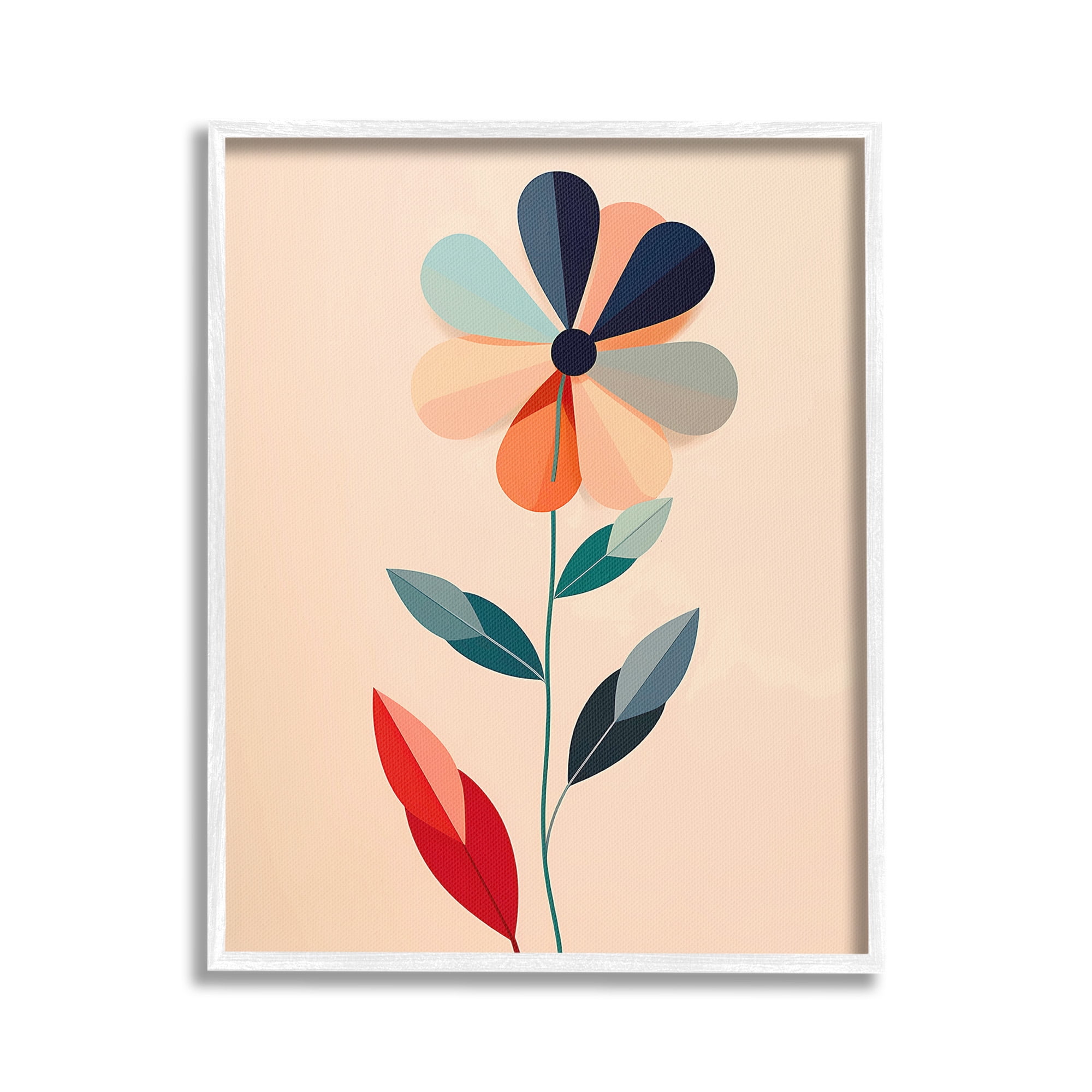 Stupell Industries Geometric Daisy Flower Botanical & Floral Painting White Framed Art Print Wall Art, 24 x 30