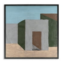 Stupell Industries Geometric Desert House Buildings & Architecture Painting Black Framed Art Print Wall Art, 12 x 12