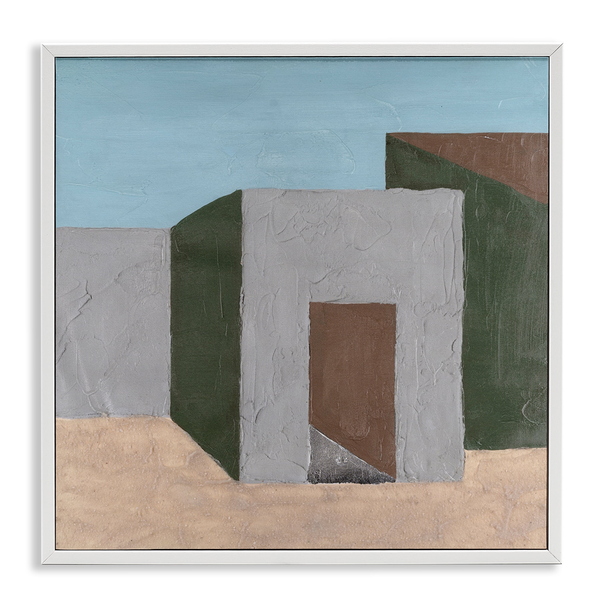 Stupell Industries Geometric Desert House Buildings & Architecture Painting White Framed Art Print Wall Art, 24 x 24