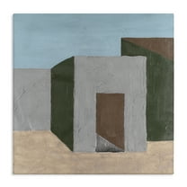 Stupell Industries Geometric Desert House Buildings & Architecture Painting Wrapped Canvas Art Print Wall Art, 17 x 17