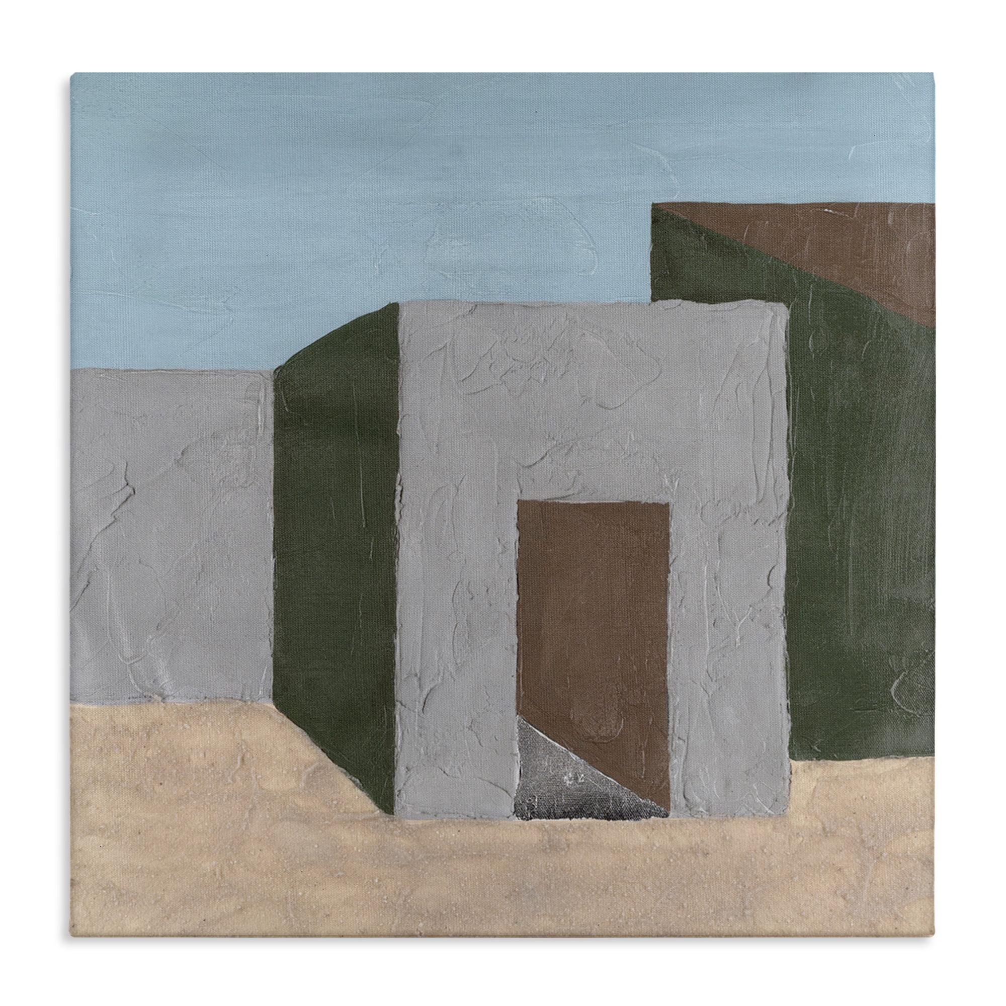 Stupell Industries Geometric Desert House Buildings & Architecture Painting Wrapped Canvas Art Print Wall Art, 36 x 36