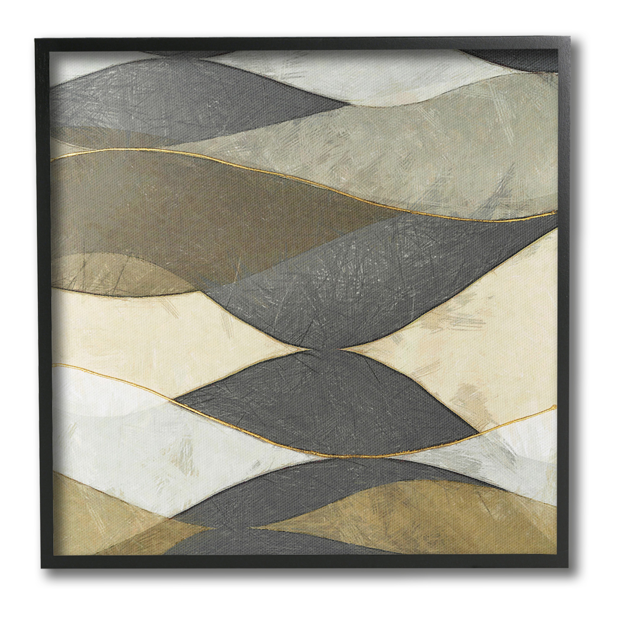 Stupell Industries Geometric Desert Landscape Abstract Painting Black Framed Art Print Wall Art, 17 x 17