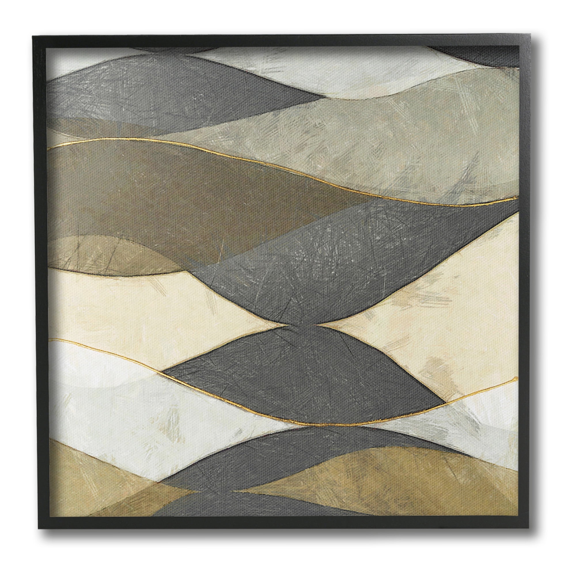 Stupell Industries Geometric Desert Landscape Abstract Painting Black Framed Art Print Wall Art, 24 x 24