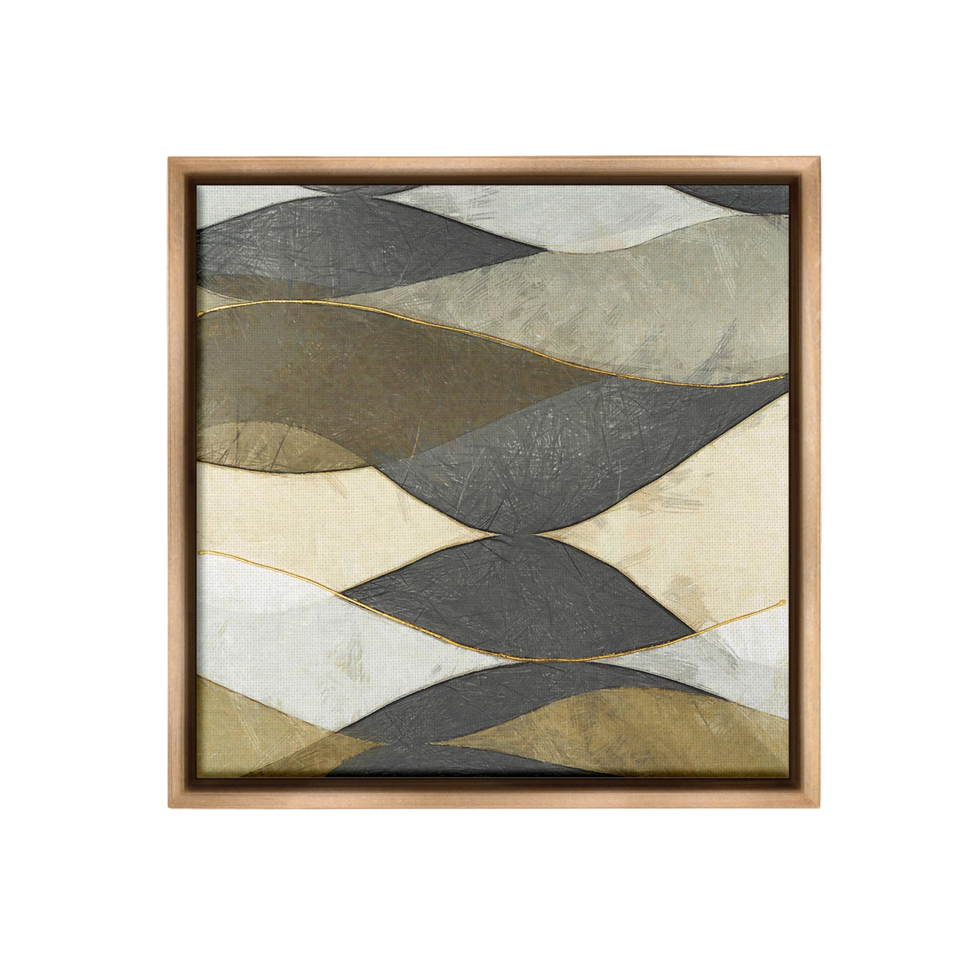Stupell Industries Geometric Desert Landscape Abstract Painting Brown Floater Framed Canvas Art Print Wall Art, 18 x 18