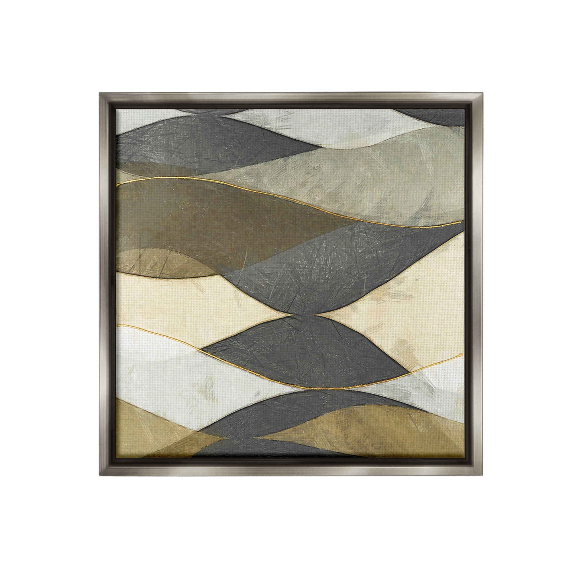 Stupell Industries Geometric Desert Landscape Abstract Painting Gray Floater Framed Canvas Art Print Wall Art, 25 x 25