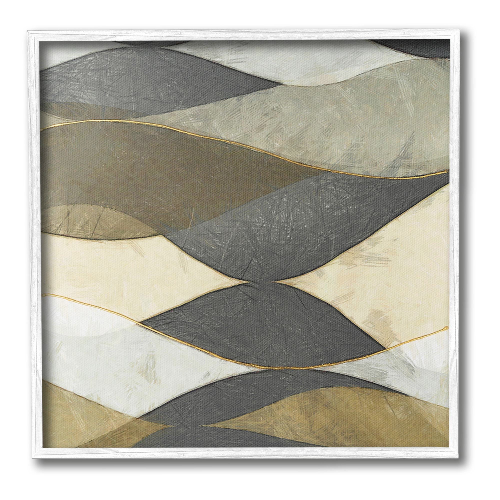 Stupell Industries Geometric Desert Landscape Abstract Painting White Framed Art Print Wall Art, 24 x 24