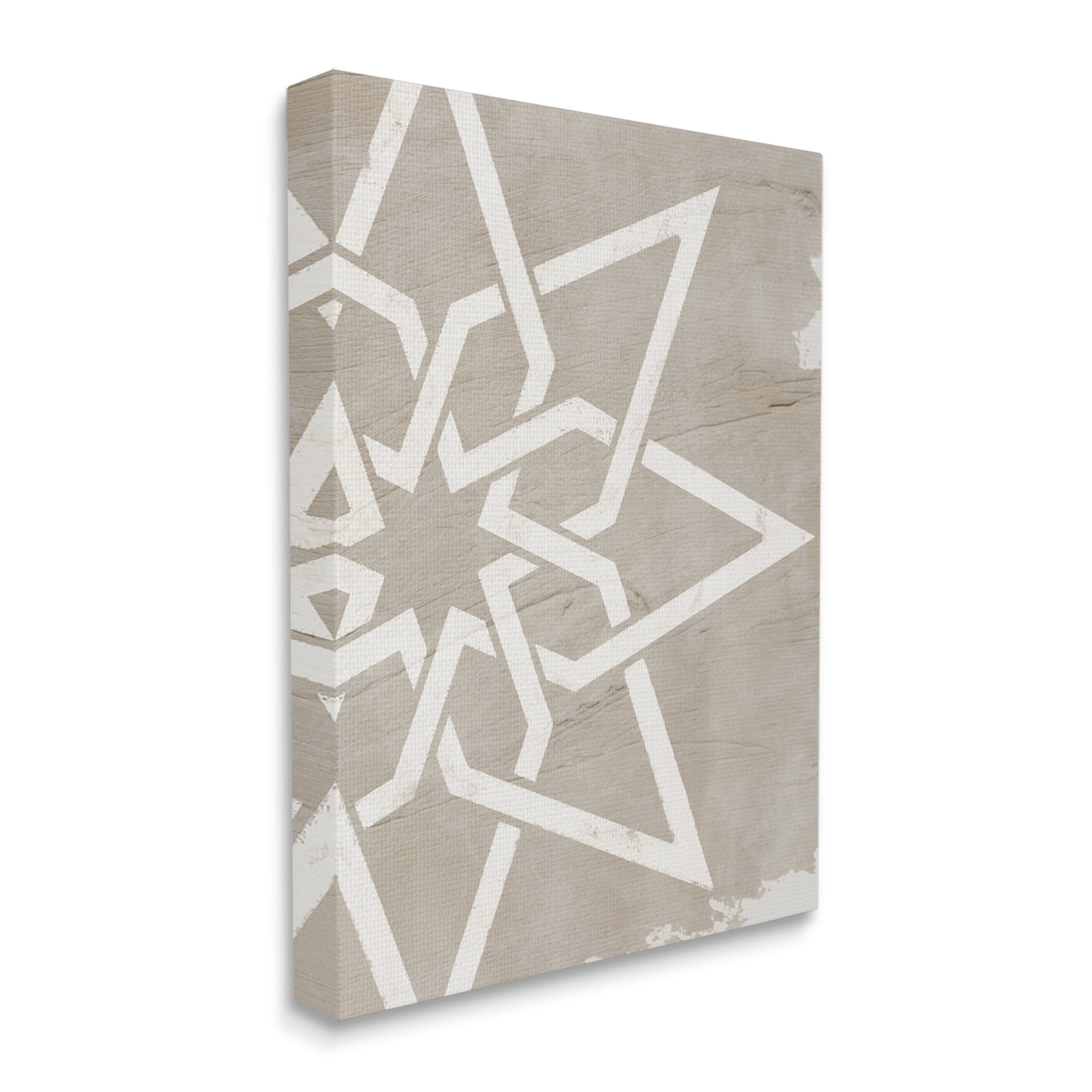 Stupell Industries Geometric Eight Point Star Distressed Grain Detail Abstract Painting Gallery Wrapped Canvas Art Print Wall Art, 30 x 40