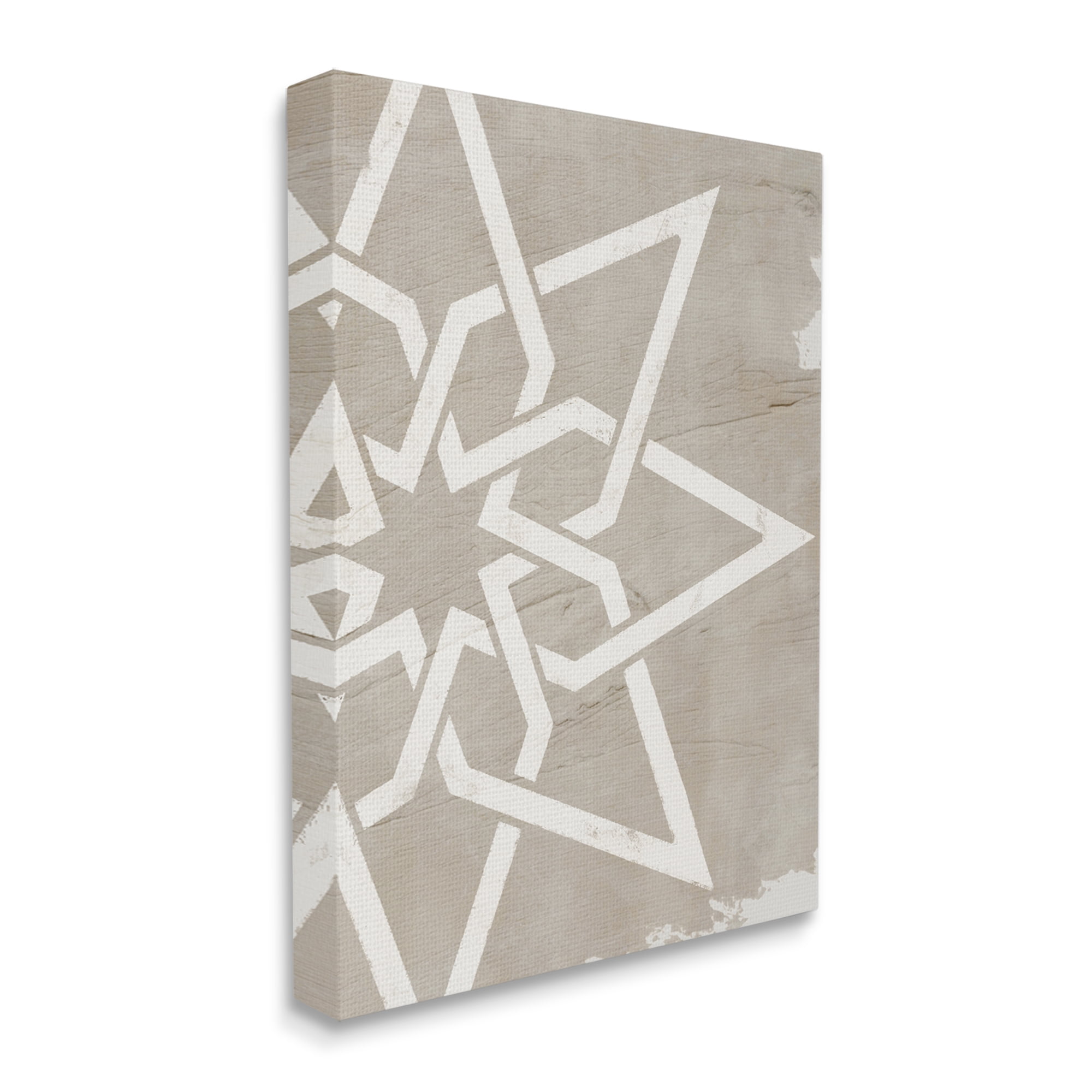 Stupell Industries Geometric Eight Point Star Distressed Grain Detail Abstract Painting Gallery Wrapped Canvas Art Print Wall Art, 36 x 48