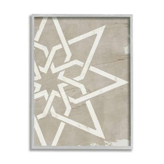 Stupell Industries Geometric Eight Point Star Distressed Grain Detail Graphic Art Framed Art Print Wall Art, 24x30, By Daphne Polselli