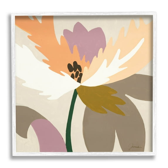Stupell Industries Geometric Flower Petal Shapes Graphic Art White Framed Art Print Wall Art, Design by Liz Jardine