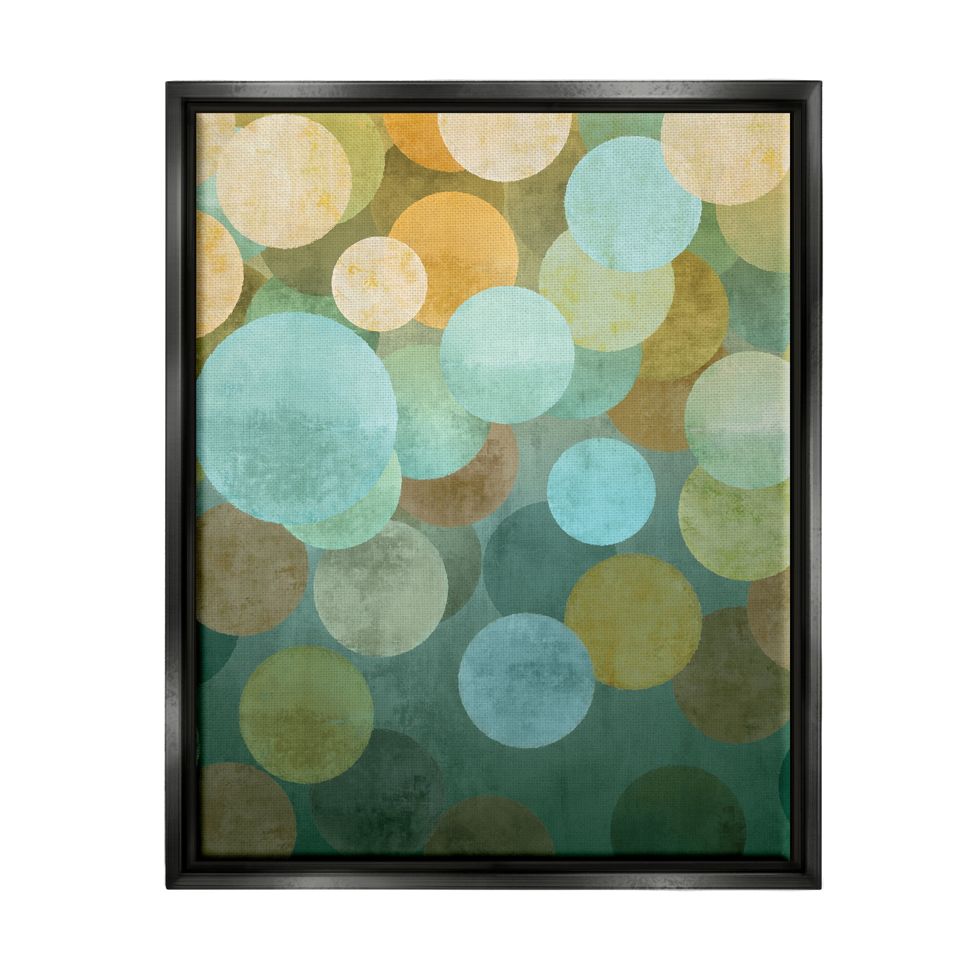 Stupell Industries Geometric Gradient Circles Abstract Painting Black Floater Framed Art Print Wall Art, 25 x 31