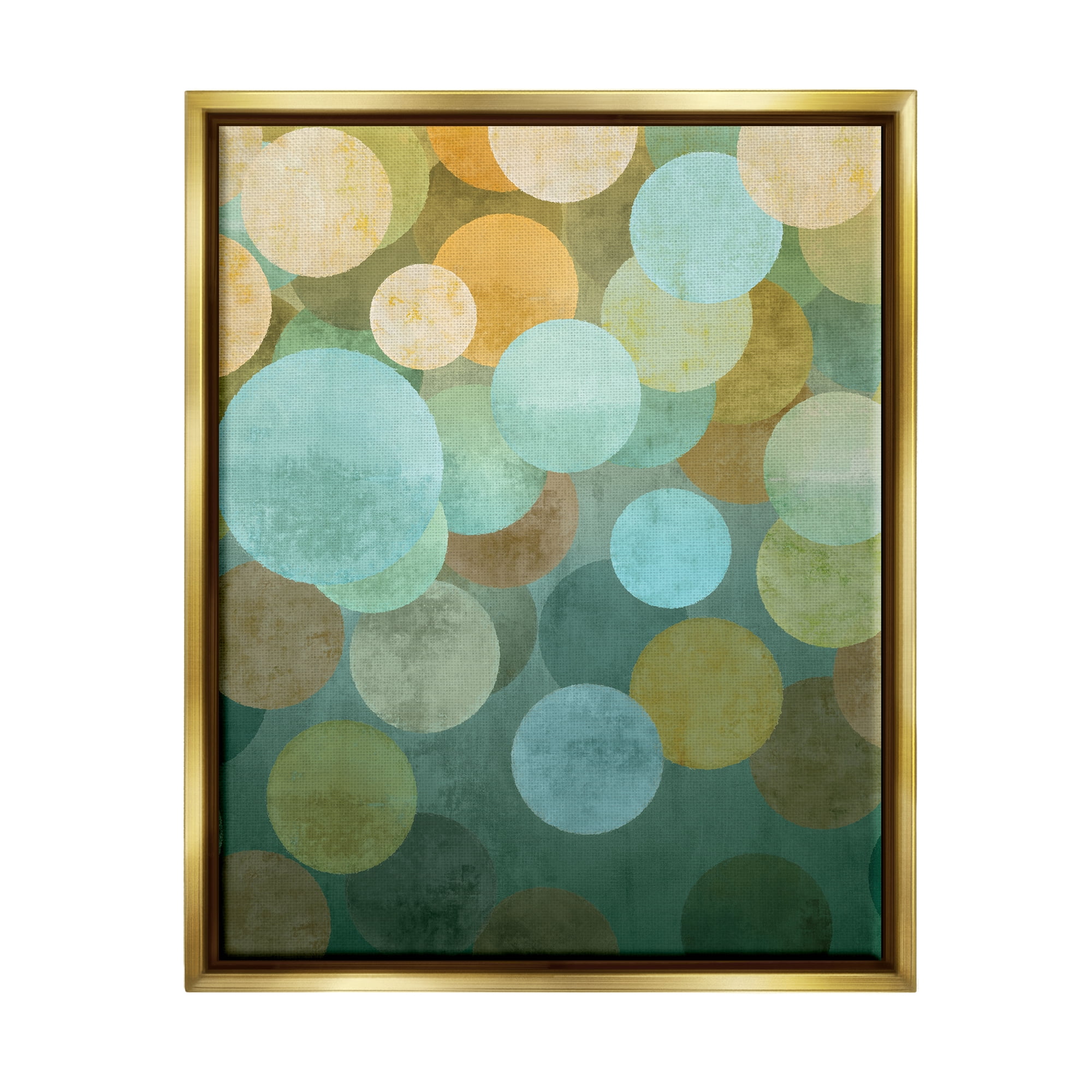 Stupell Industries Geometric Gradient Circles Abstract Painting Gold Floater Framed Art Print Wall Art, 17 x 21