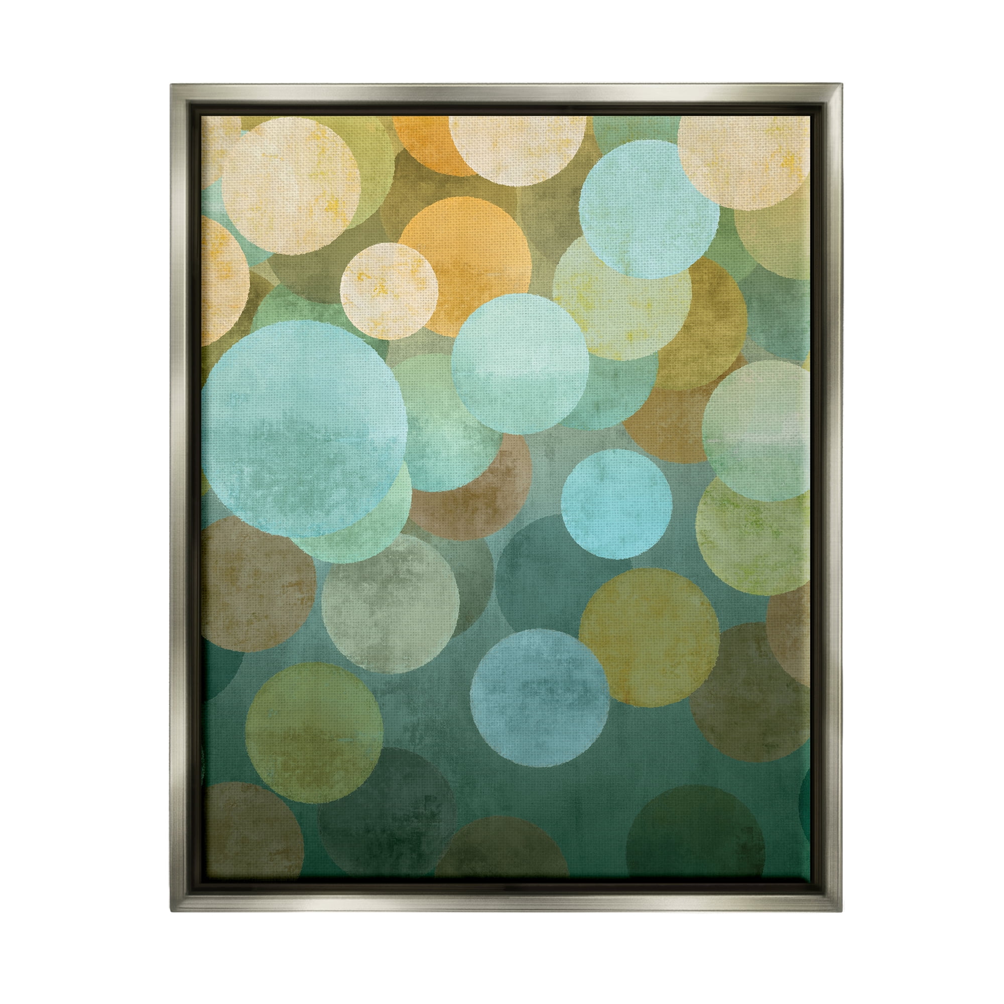 Stupell Industries Geometric Gradient Circles Abstract Painting Gray Floater Framed Art Print Wall Art, 17 x 21