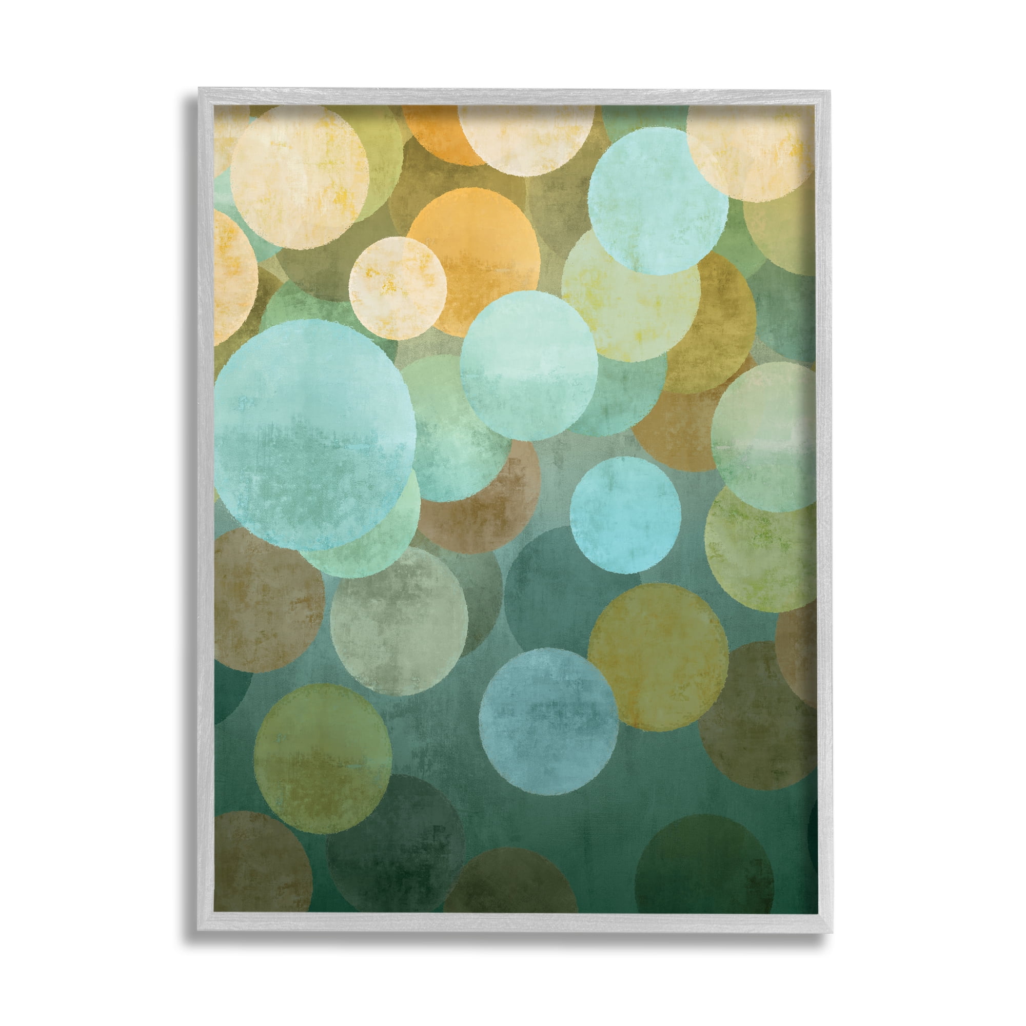 Stupell Industries Geometric Gradient Circles Abstract Painting Gray Framed Art Print Wall Art, 16 x 20