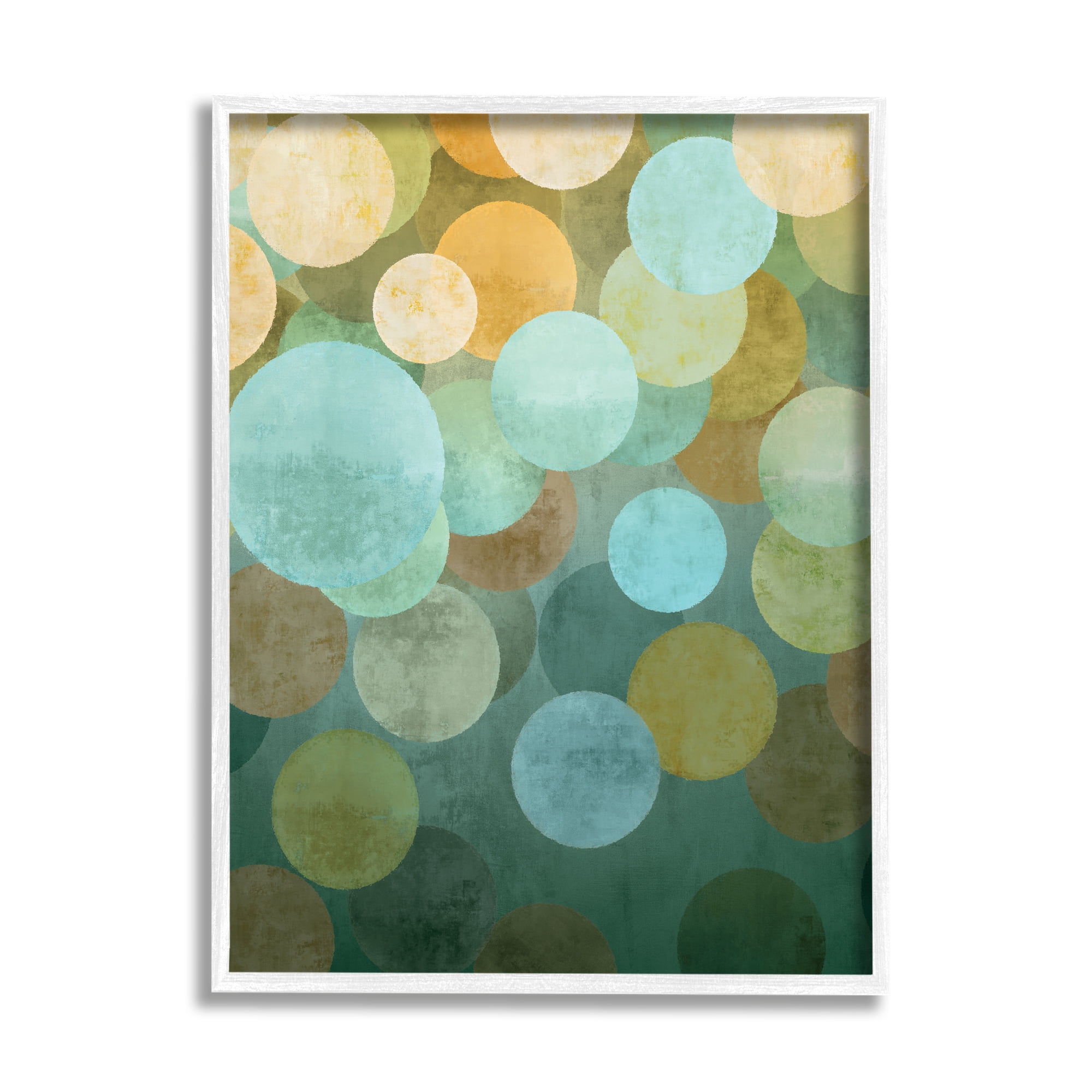 Stupell Industries Geometric Gradient Circles Abstract Painting White Framed Art Print Wall Art, 11 x 14