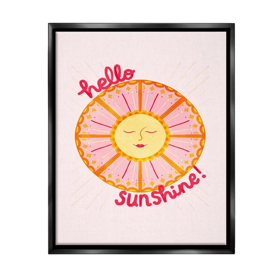 Stupell Industries Geometric Hello Sunshine Landscape Painting Black Floater Framed Canvas Art Print Wall Art, 25 x 31