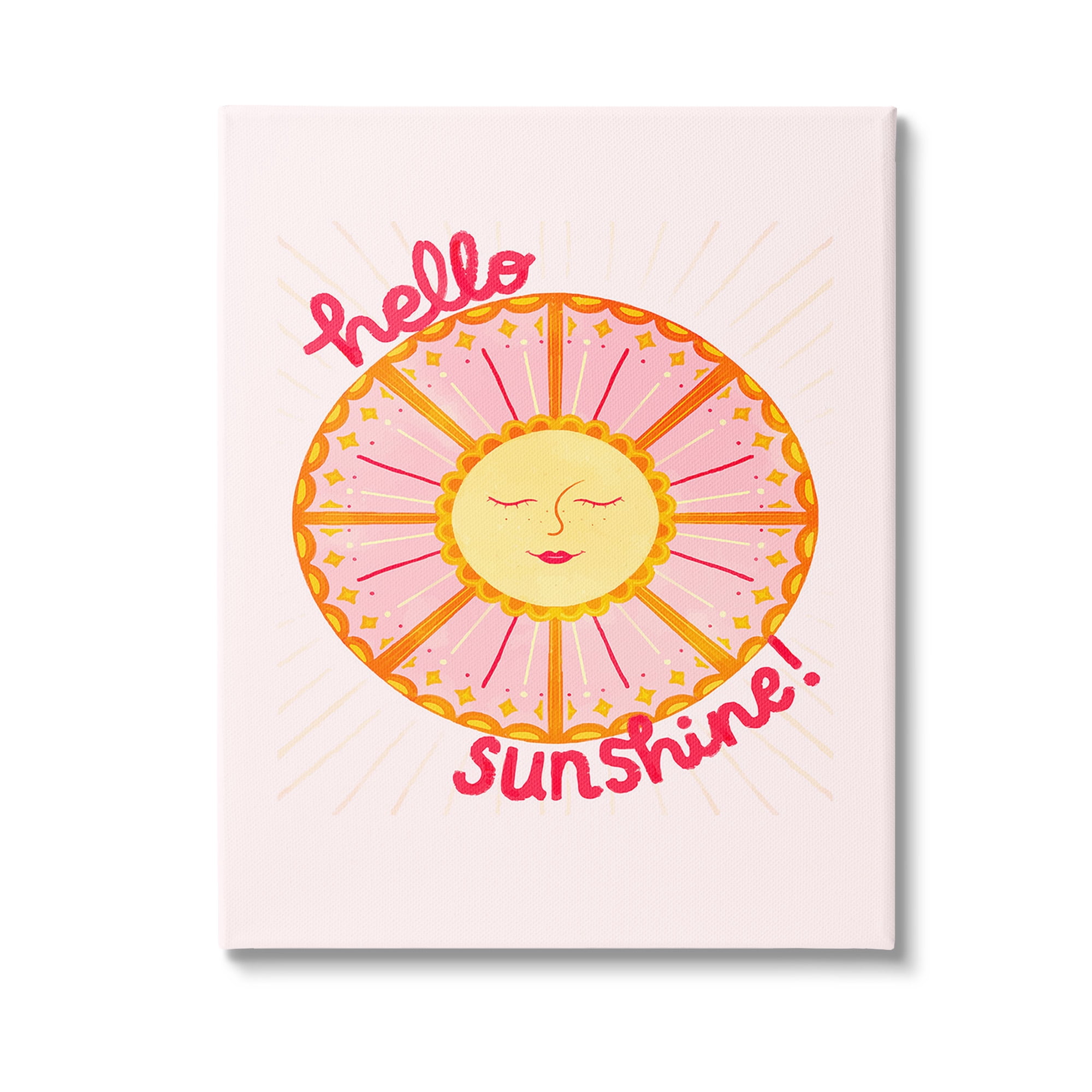 Stupell Industries Geometric Hello Sunshine Landscape Painting Gallery Wrapped Canvas Art Print Wall Art, 16 x 20