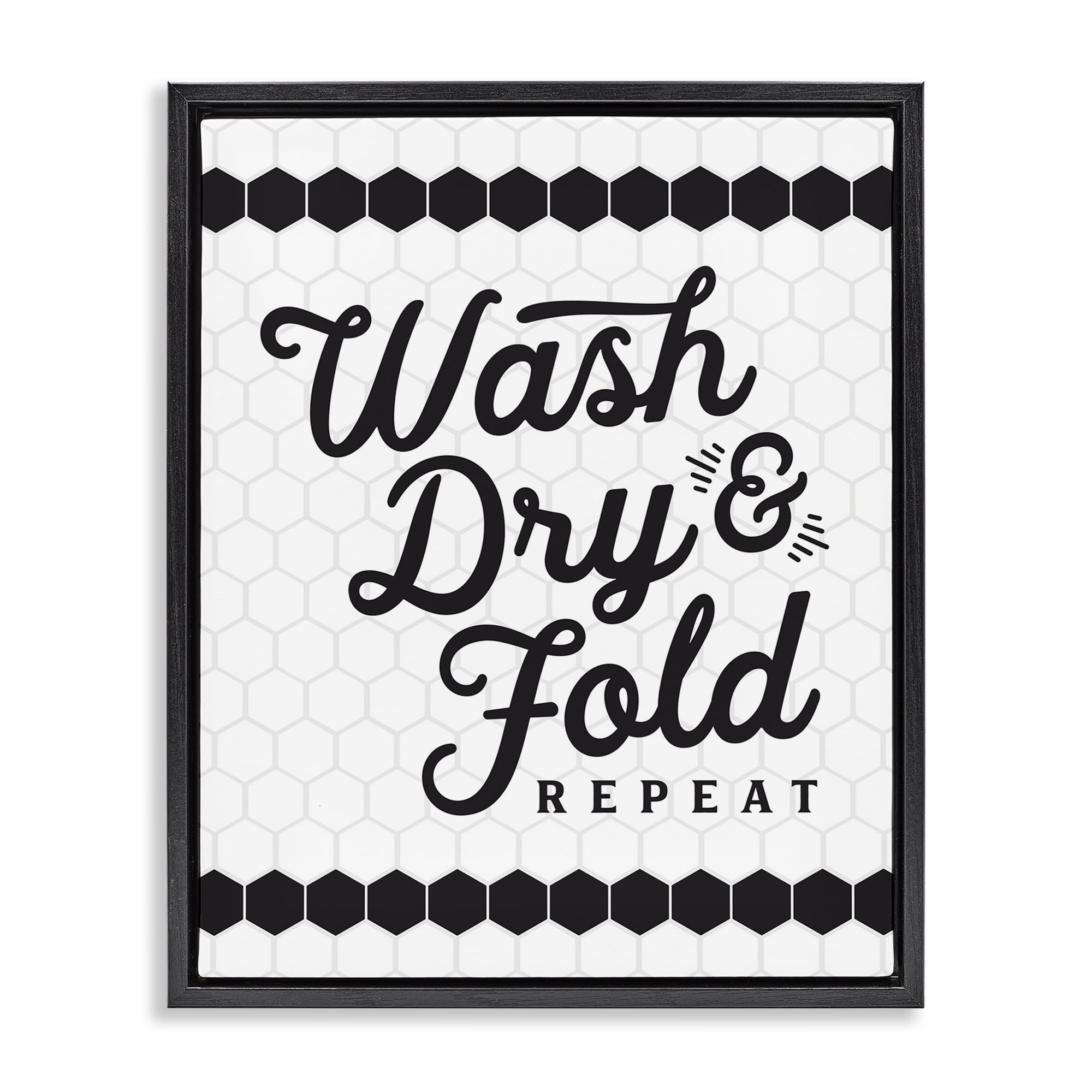 Stupell Industries Geometric Laundry Phrase Typography Painting Black Floater Framed Art Print Wall Art, 25 x 31