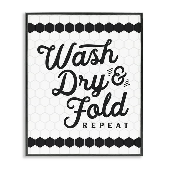Stupell Industries Geometric Laundry Phrase Typography Painting Black Framed Art Print Wall Art, 11 x 14