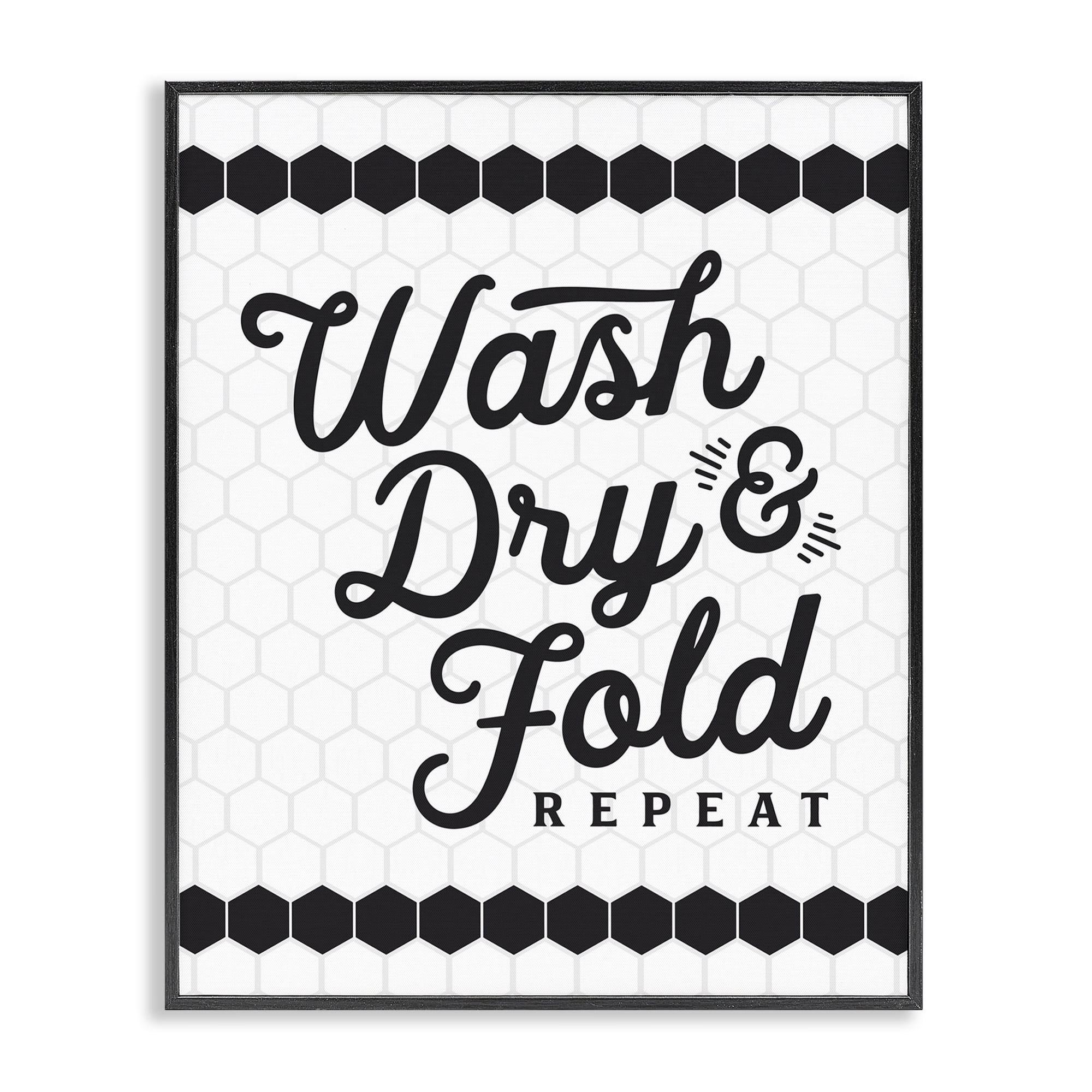 Stupell Industries Geometric Laundry Phrase Typography Painting Black Framed Art Print Wall Art, 24 x 30