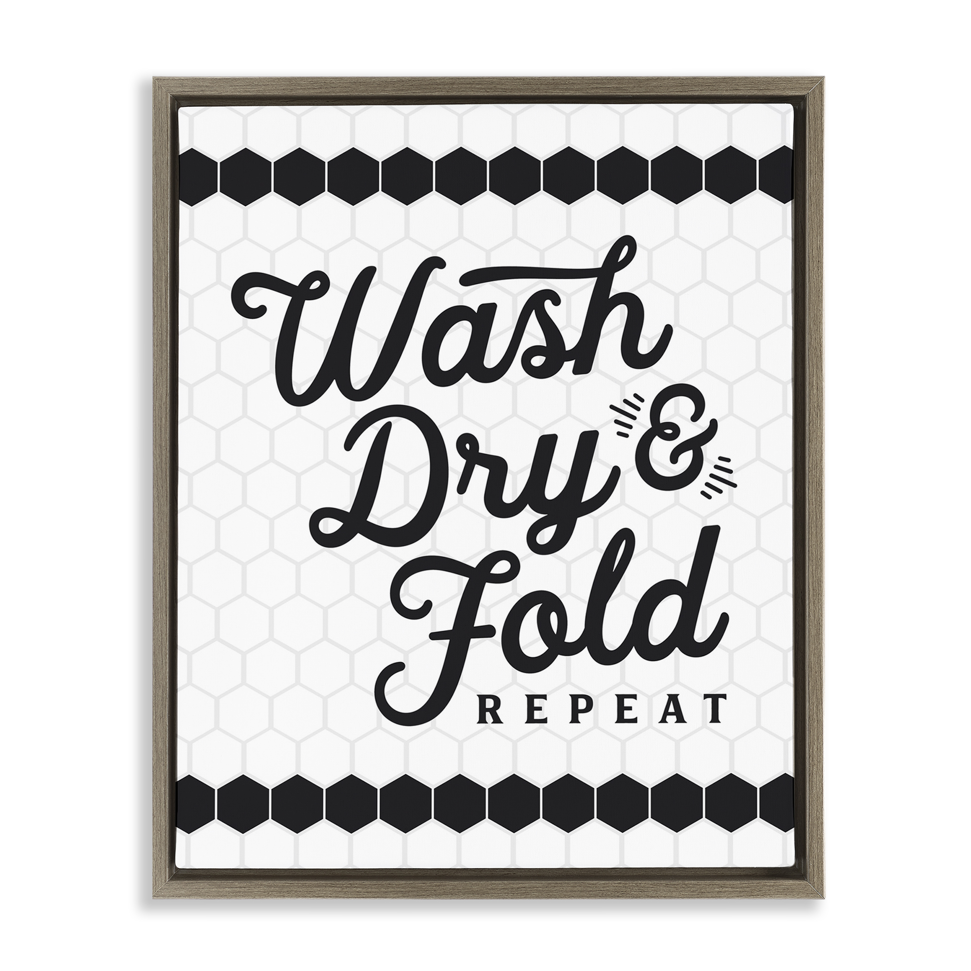 Stupell Industries Geometric Laundry Phrase Typography Painting Brown Floater Framed Art Print Wall Art, 17 x 21
