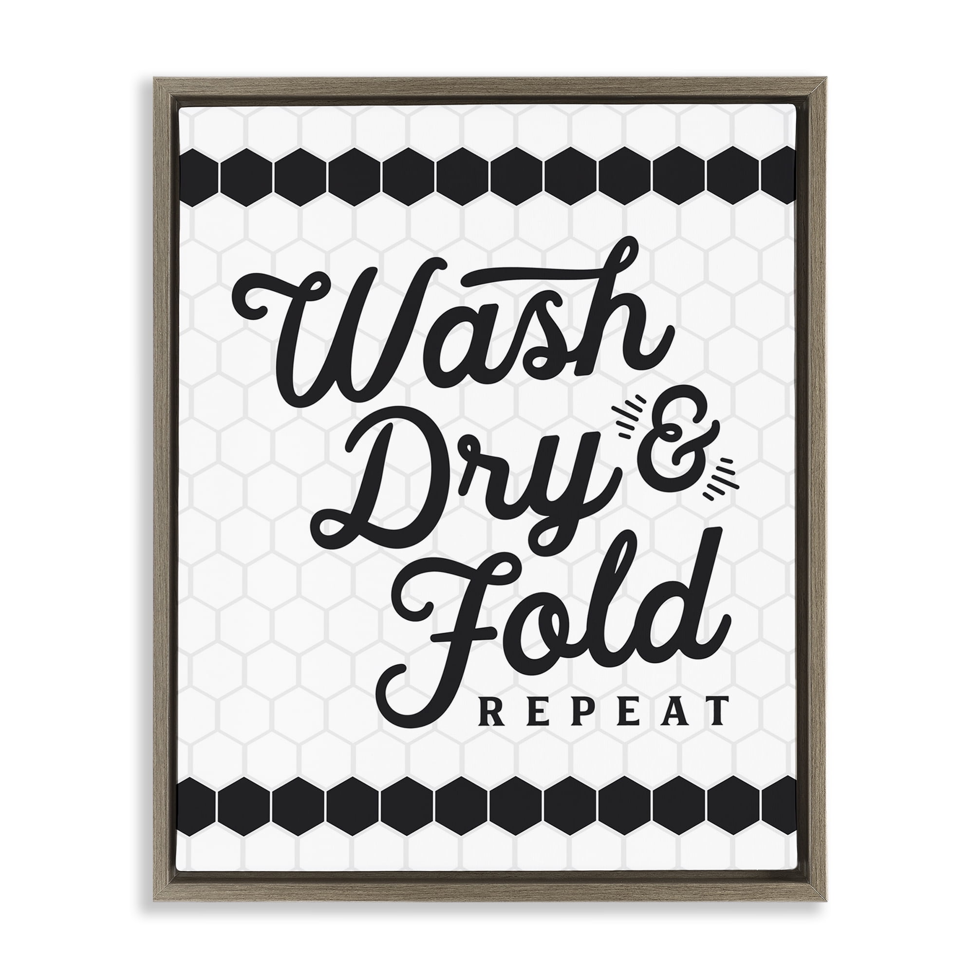 Stupell Industries Geometric Laundry Phrase Typography Painting Brown Floater Framed Art Print Wall Art, 25 x 31