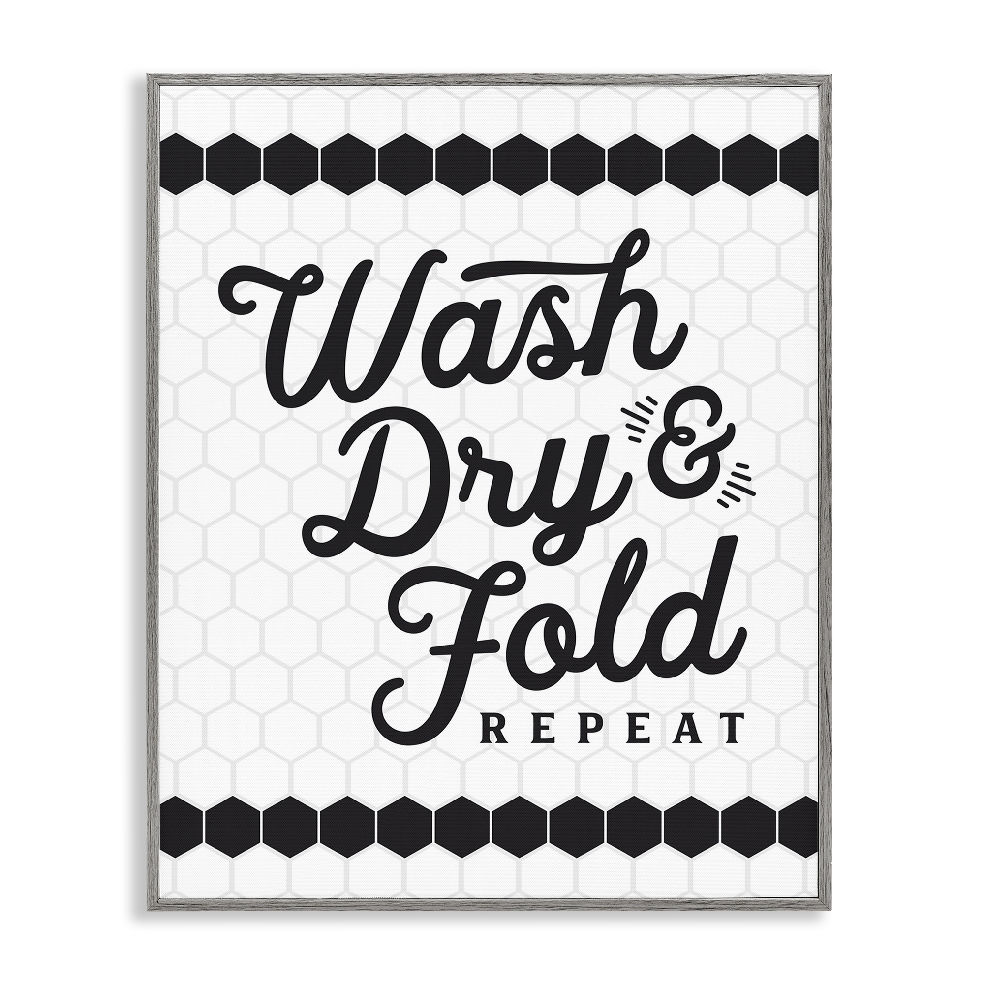 Stupell Industries Geometric Laundry Phrase Typography Painting Gray Framed Art Print Wall Art, 24 x 30