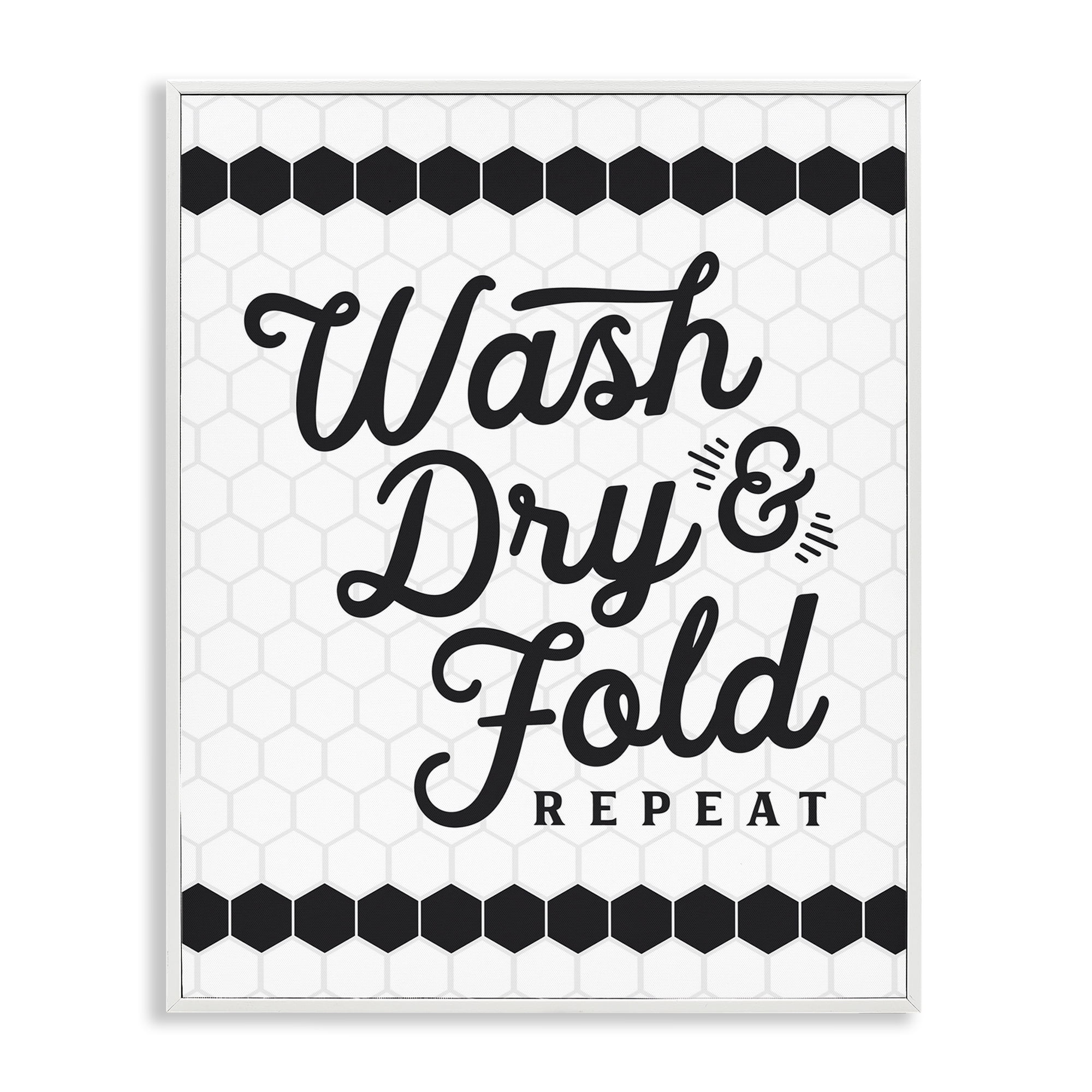 Stupell Industries Geometric Laundry Phrase Typography Painting White Framed Art Print Wall Art, 16 x 20