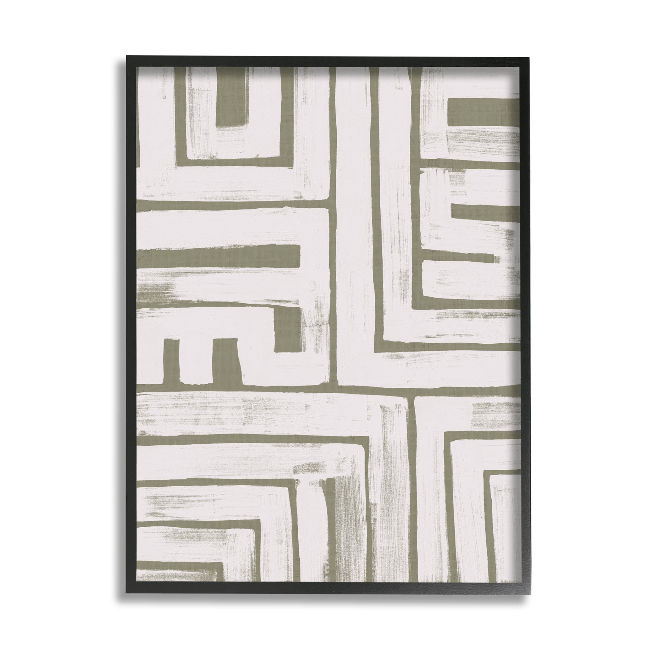 Stupell Industries Geometric Lines Pattern Arrangement Graphic Art Black Framed Art Print Wall Art, Design by June Erica Vess