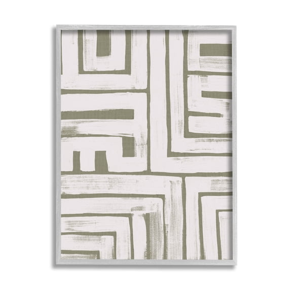 Stupell Industries Geometric Lines Pattern Arrangement Graphic Art Gray Framed Art Print Wall Art, Design by June Erica Vess