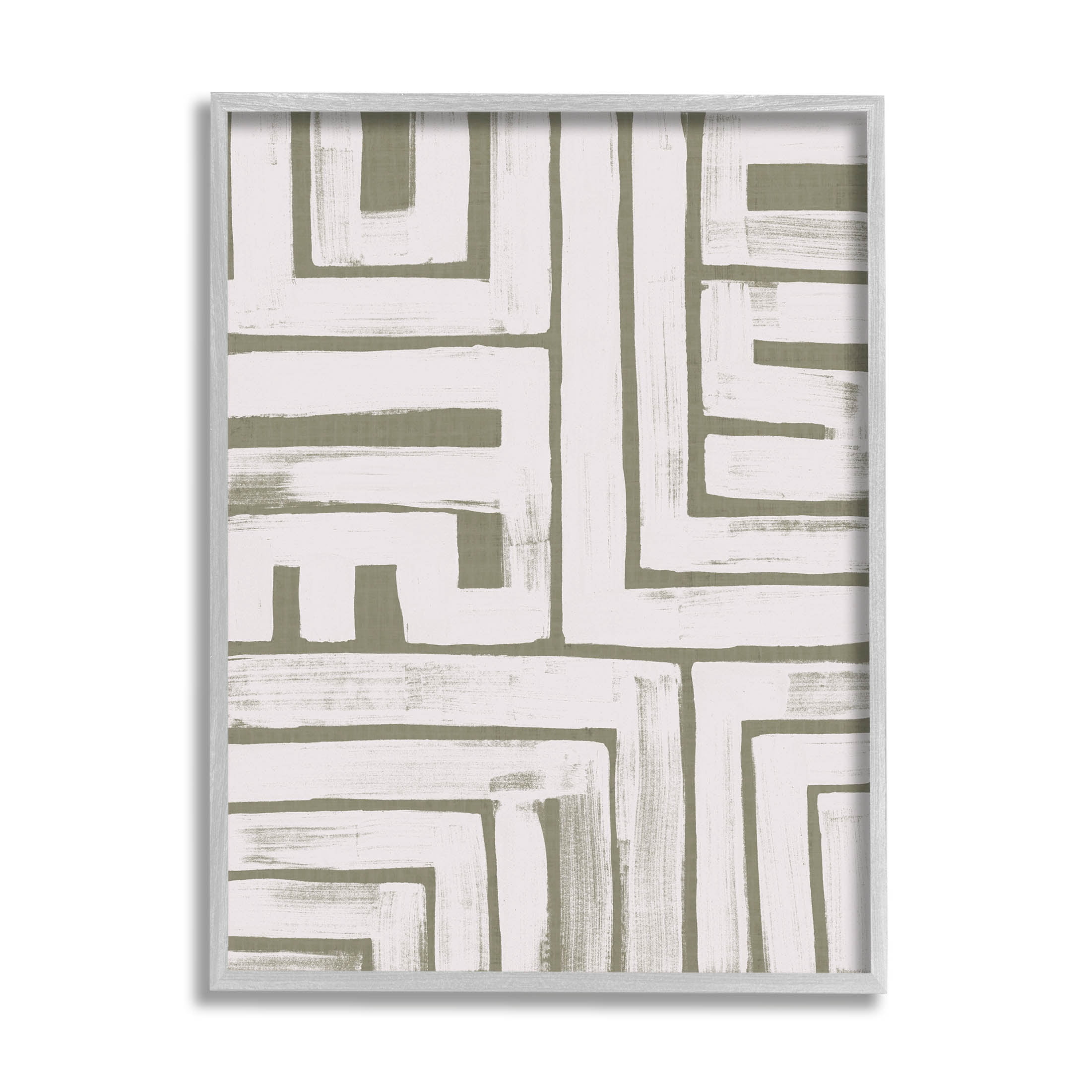 Stupell Industries Geometric Lines Pattern Arrangement Graphic Art Gray Framed Art Print Wall Art, Design by June Erica Vess