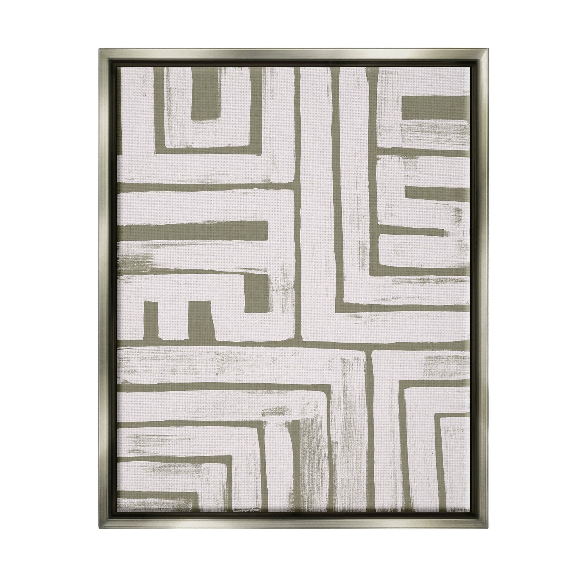 Stupell Industries Geometric Lines Pattern Arrangement Graphic Art Luster Gray Floating Framed Canvas Print Wall Art, Design by June Erica Vess
