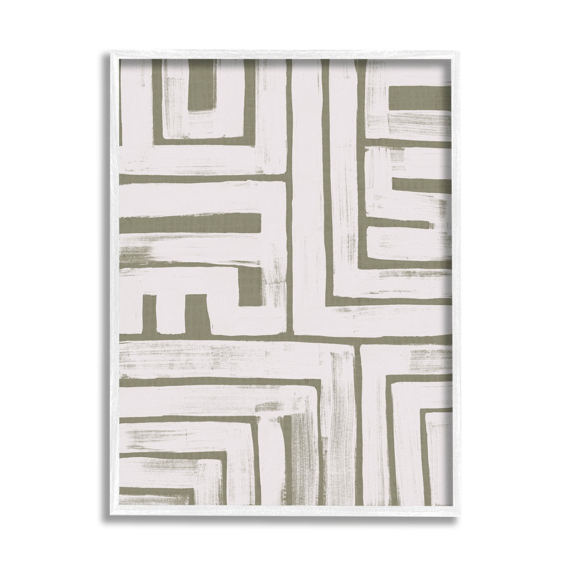 Stupell Industries Geometric Lines Pattern Arrangement Graphic Art White Framed Art Print Wall Art, Design by June Erica Vess