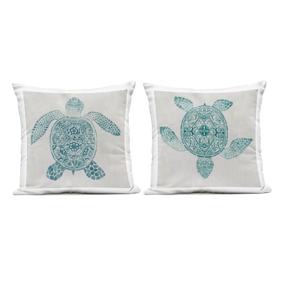 Stupell Industries Geometric Maritime Sea Turtles 2 Piece Outdoor Printed Pillow Set, design by Hannah Dawson