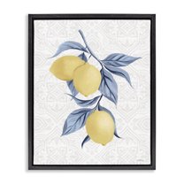 Stupell Industries Geometric Mosaic Lemons Food & Beverage Painting Black Floater Framed Canvas Art Print Wall Art, 17 x 21