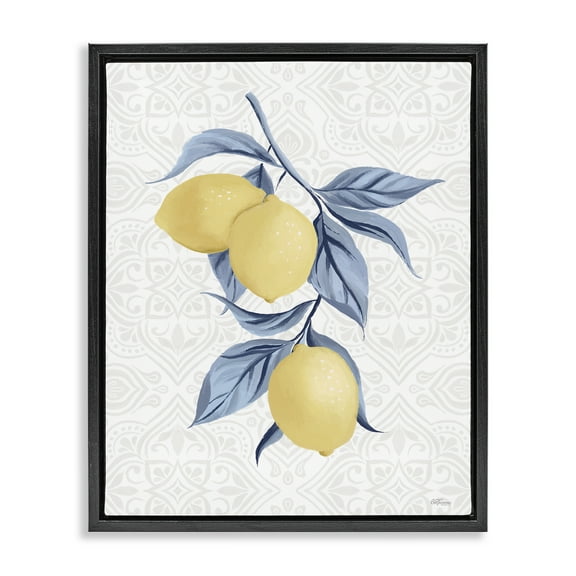Stupell Industries Geometric Mosaic Lemons Food & Beverage Painting Black Floater Framed Canvas Art Print Wall Art, 17 x 21