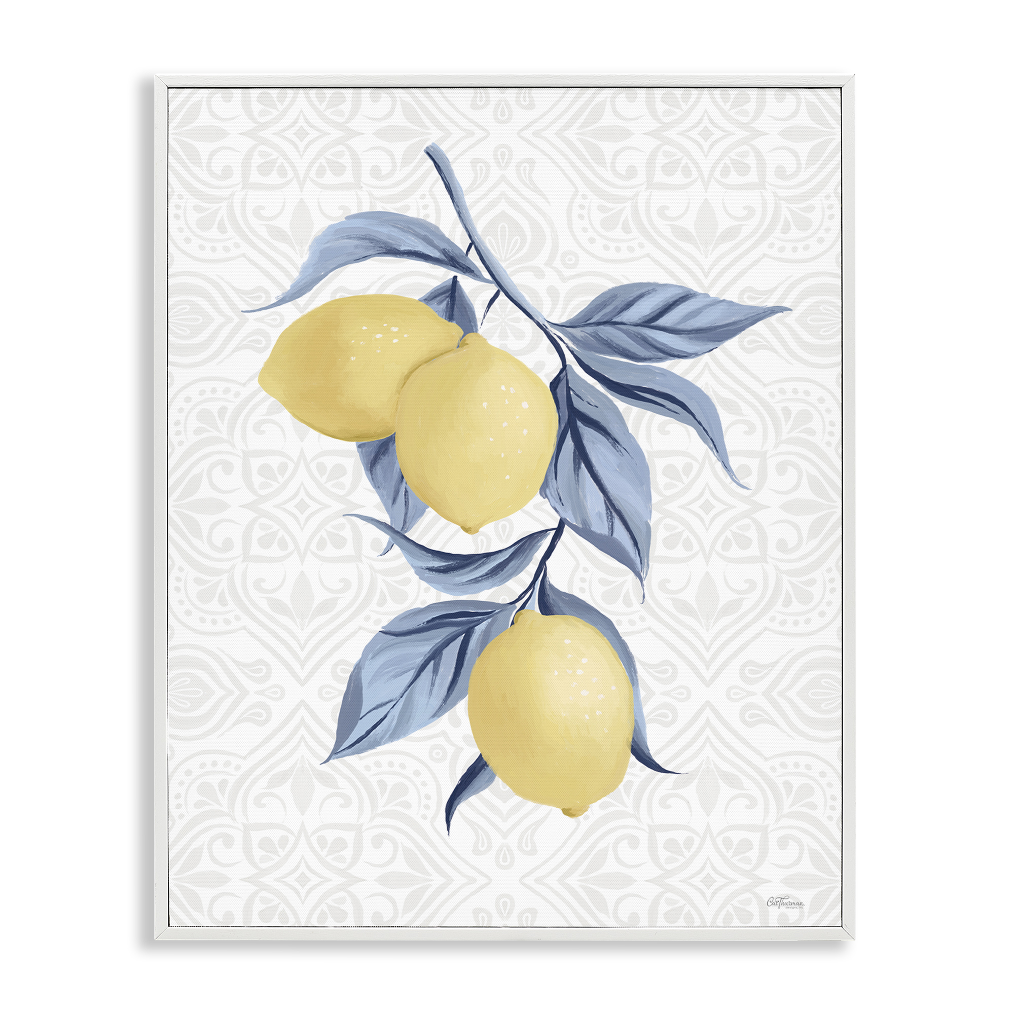 Stupell Industries Geometric Mosaic Lemons Food & Beverage Painting White Framed Art Print Wall Art, 24 x 30