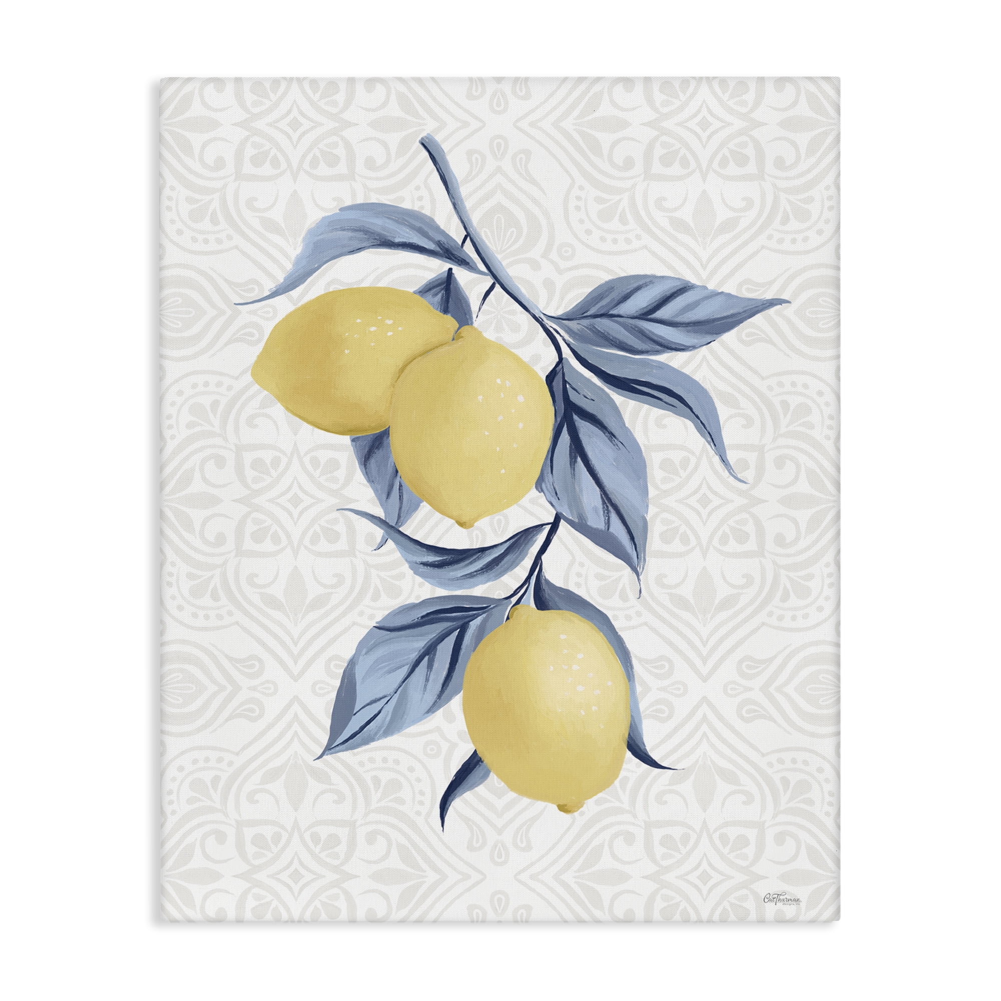 Stupell Industries Geometric Mosaic Lemons Food & Beverage Painting Wrapped Canvas Art Print Wall Art, 36 x 48