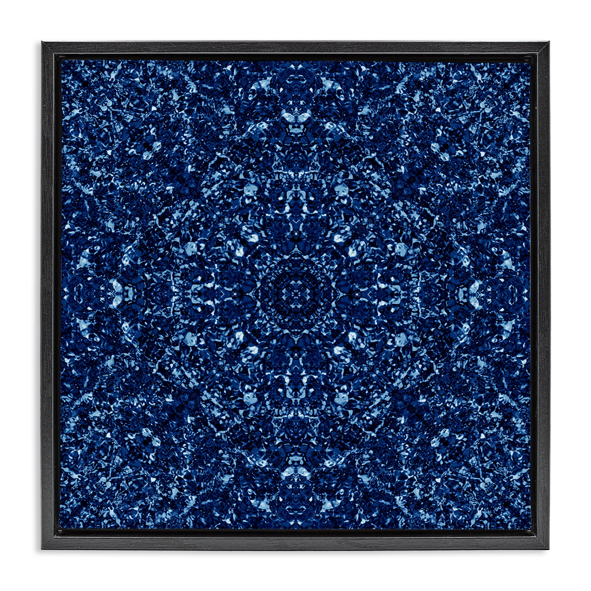 Stupell Industries Geometric Mosaic Pattern Abstract Painting Black Floater Framed Canvas Art Print Wall Art, 18 x 18