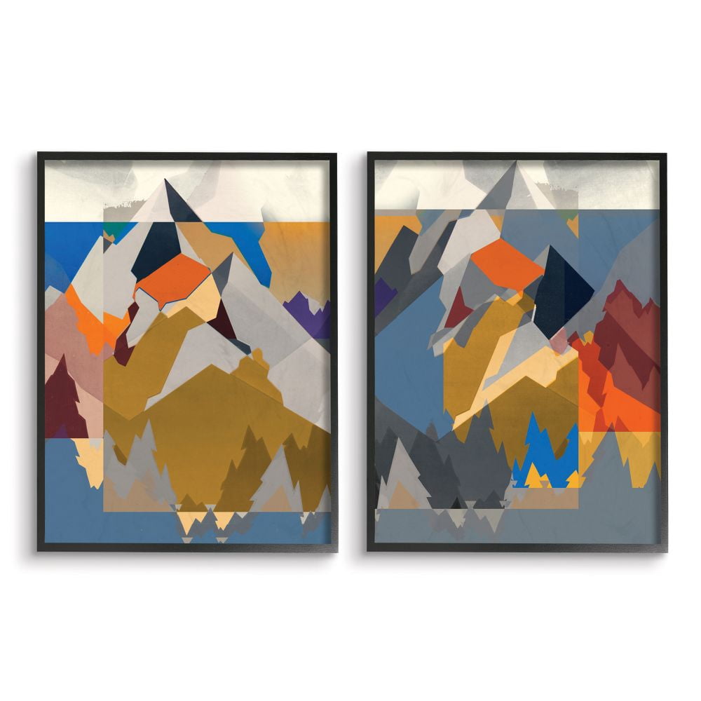 Stupell Industries Geometric Mountain Shape Abstract Designs Framed Wall Art by Jennifer Goldberger