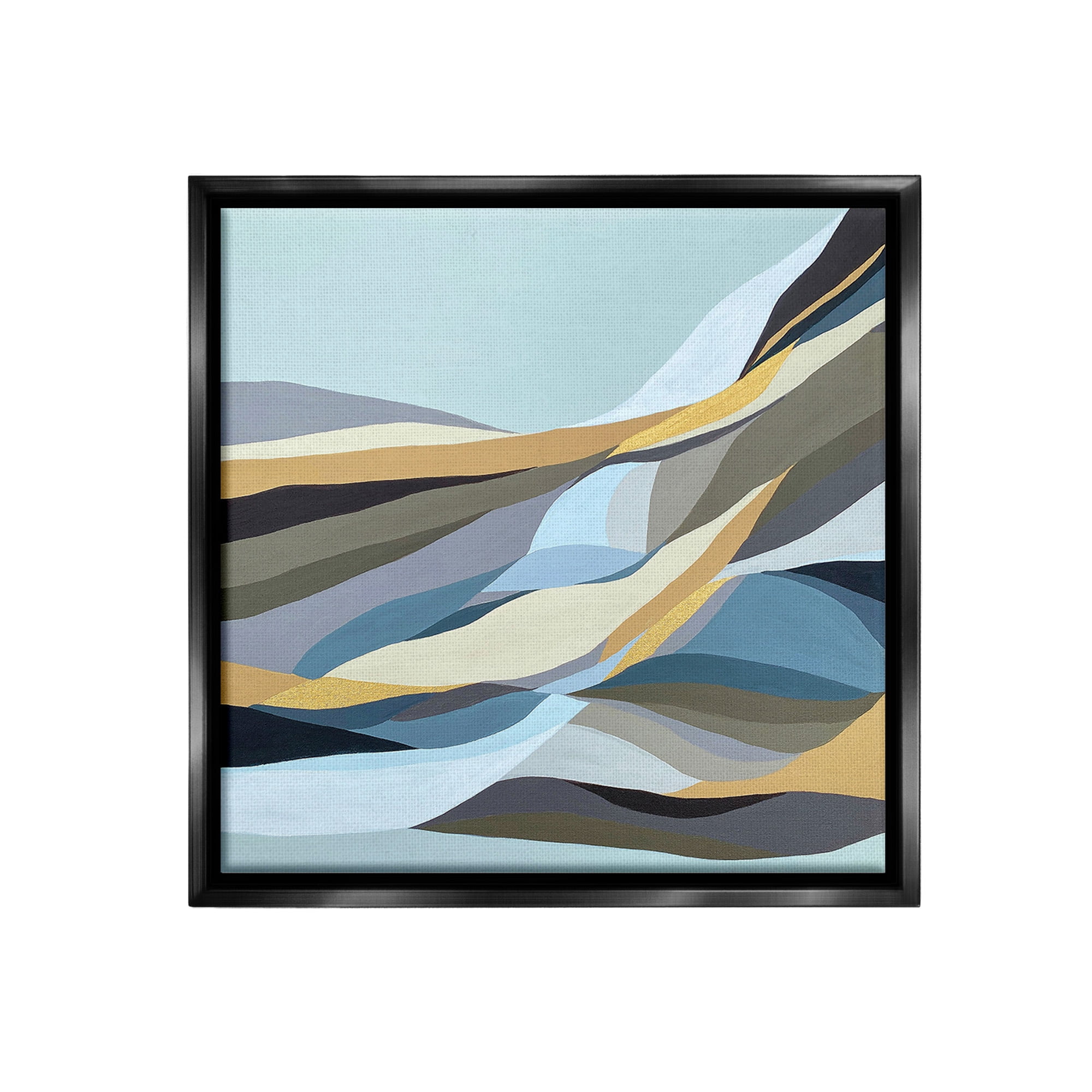Stupell Industries Geometric Mountains Landscape Abstract Painting Black Floater Framed Canvas Art Print Wall Art, 18 x 18