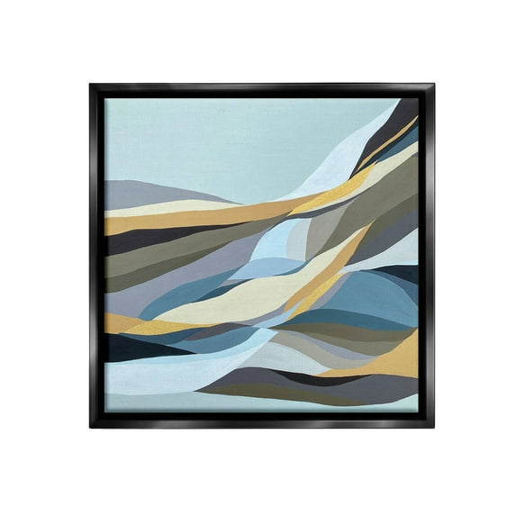 Stupell Industries Geometric Mountains Landscape Abstract Painting Black Floater Framed Canvas Art Print Wall Art, 18 x 18