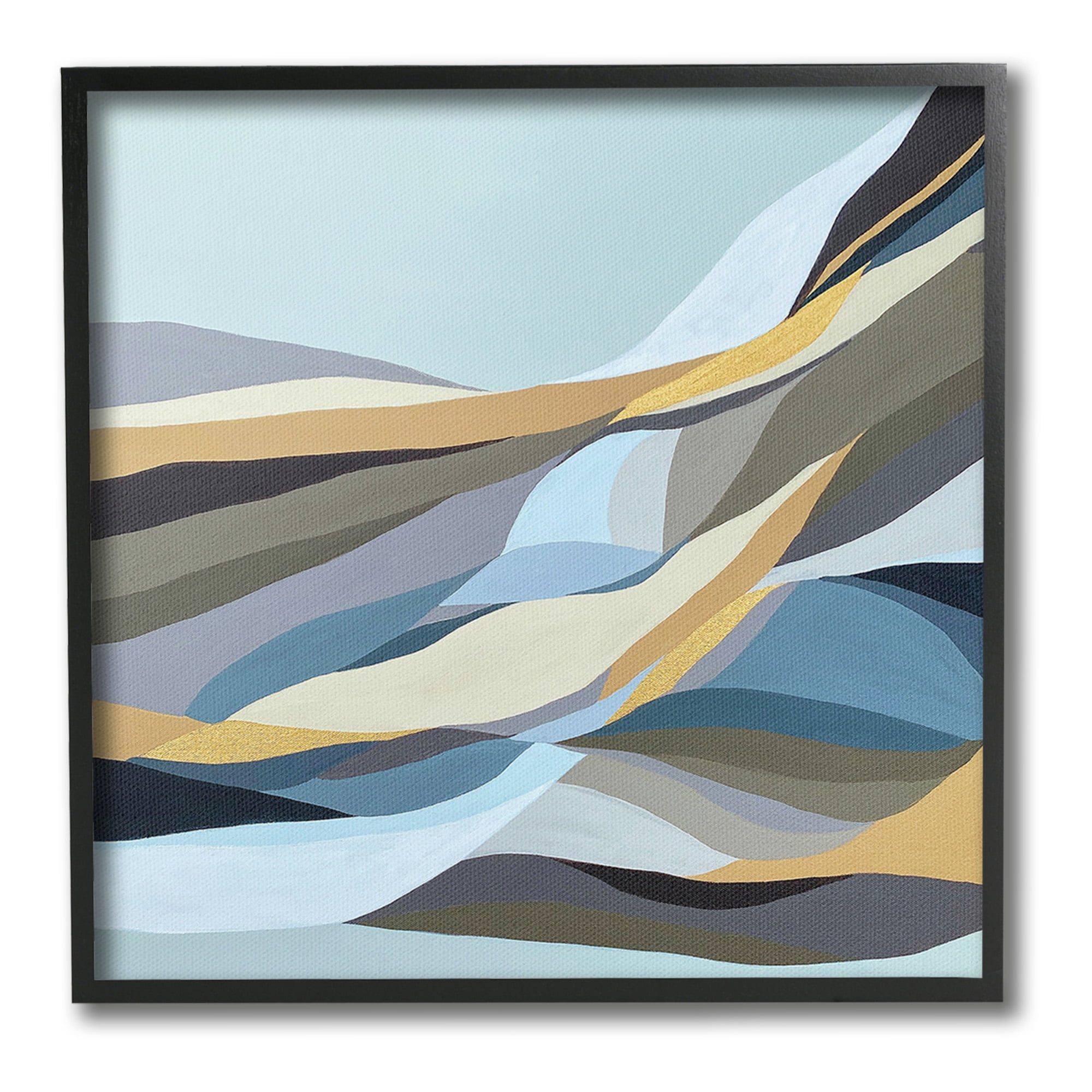 Stupell Industries Geometric Mountains Landscape Abstract Painting Black Framed Art Print Wall Art, 12 x 12