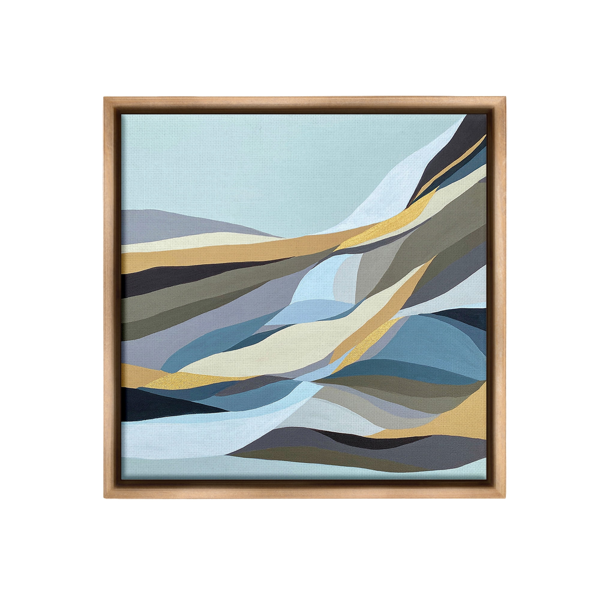 Stupell Industries Geometric Mountains Landscape Abstract Painting Brown Floater Framed Canvas Art Print Wall Art, 18 x 18