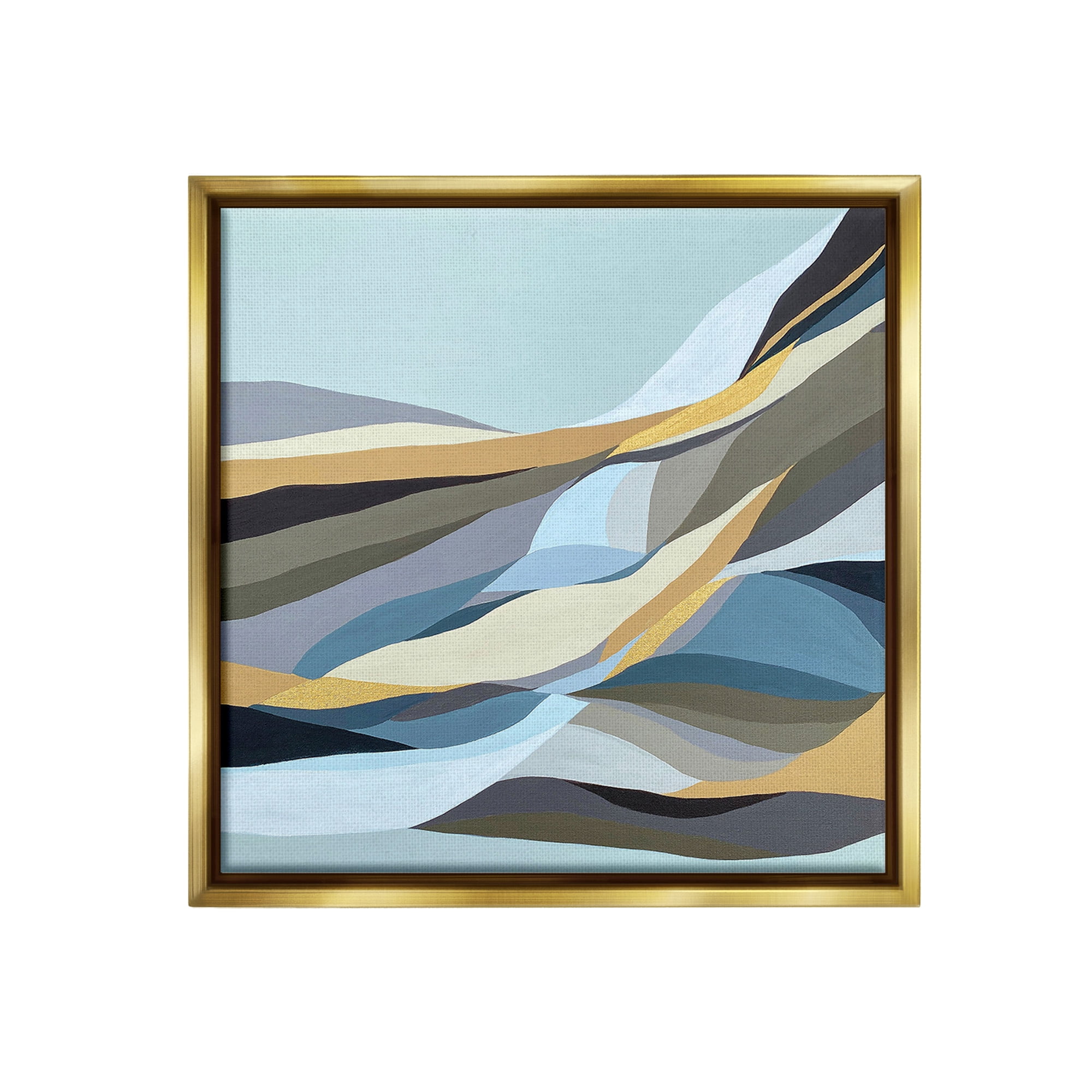 Stupell Industries Geometric Mountains Landscape Abstract Painting Gold Floater Framed Canvas Art Print Wall Art, 25 x 25