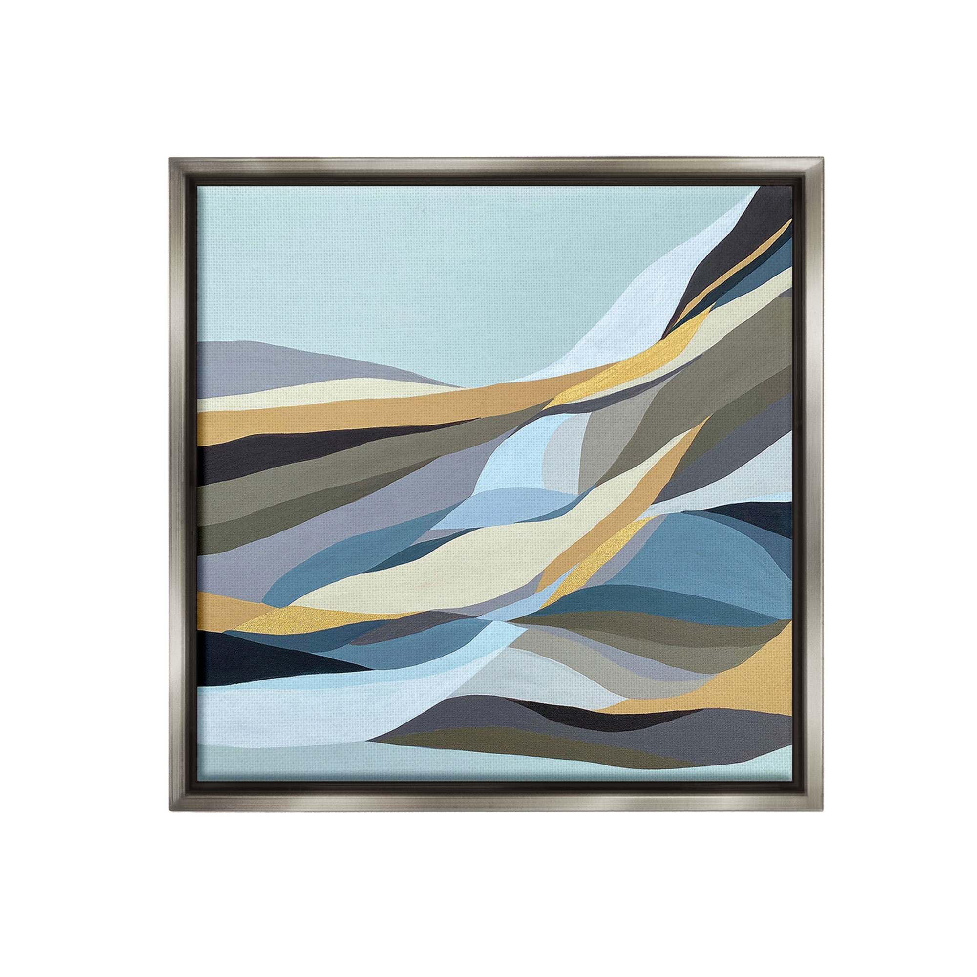 Stupell Industries Geometric Mountains Landscape Abstract Painting Gray Floater Framed Canvas Art Print Wall Art, 18 x 18