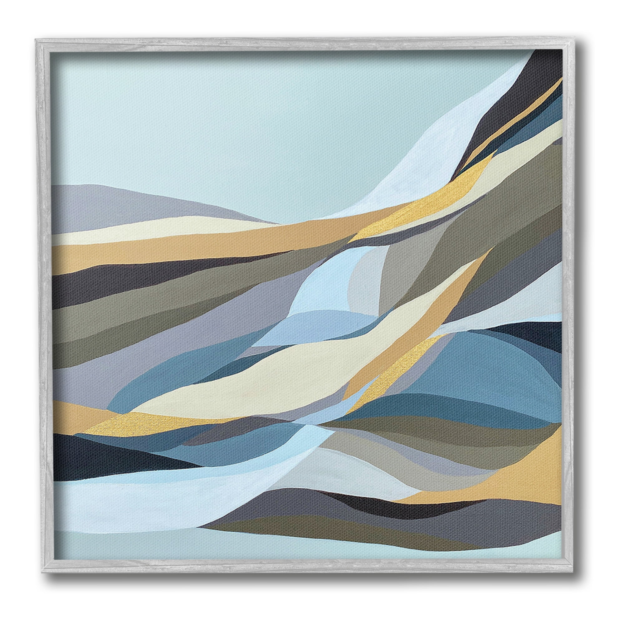 Stupell Industries Geometric Mountains Landscape Abstract Painting Gray Framed Art Print Wall Art, 17 x 17