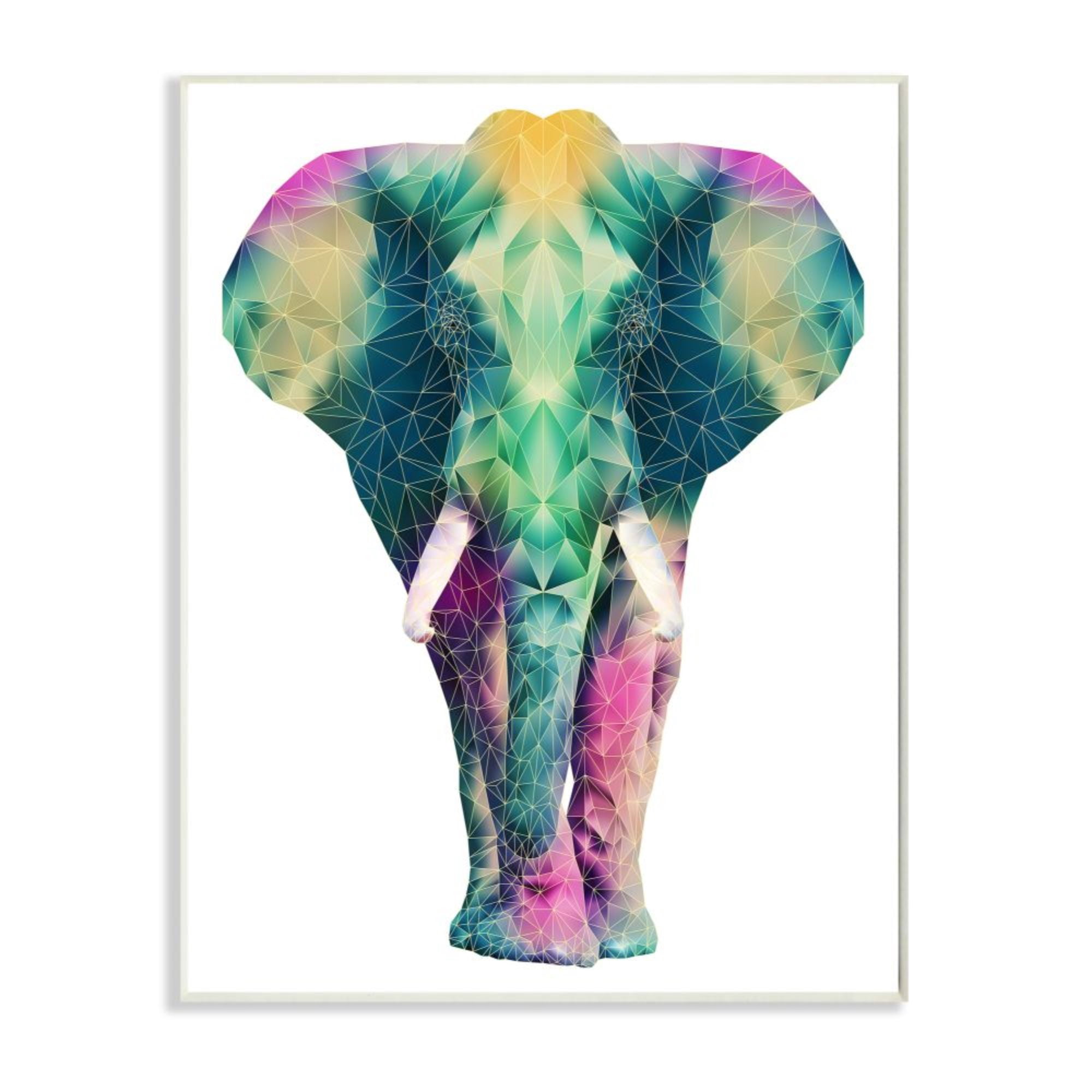 Stupell Industries Geometric Multi-Color Elephant Triangular Linework Design by Elisaveta Stoilova