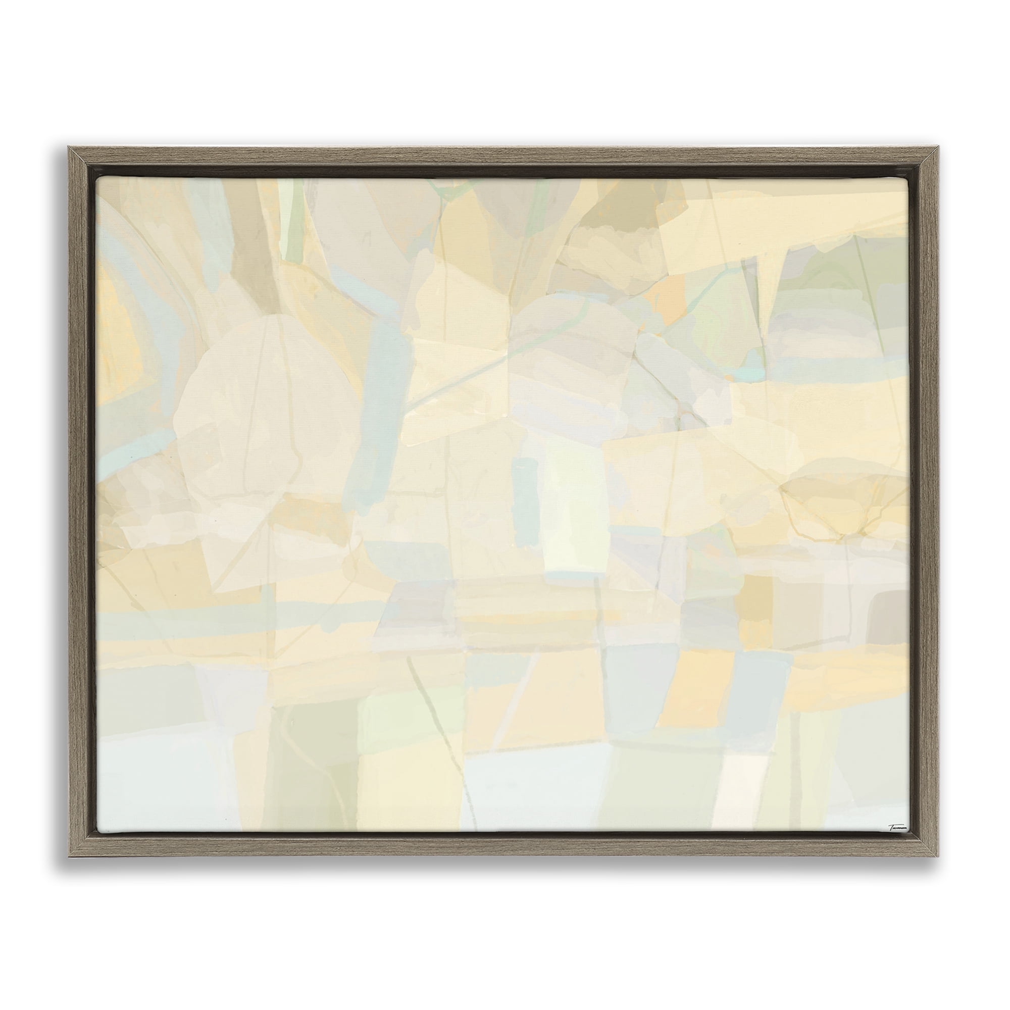 Stupell Industries Geometric Neutral Expression Abstract Painting Brown Floater Framed Canvas Art Print Wall Art, 31 x 25