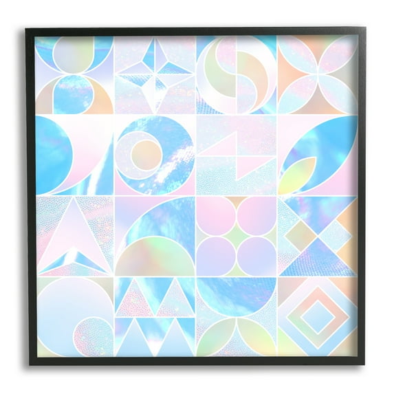 Stupell Industries Geometric Pastels Varied Shapes Abstract Painting Black Framed Art Print Wall Art, 17 x 17